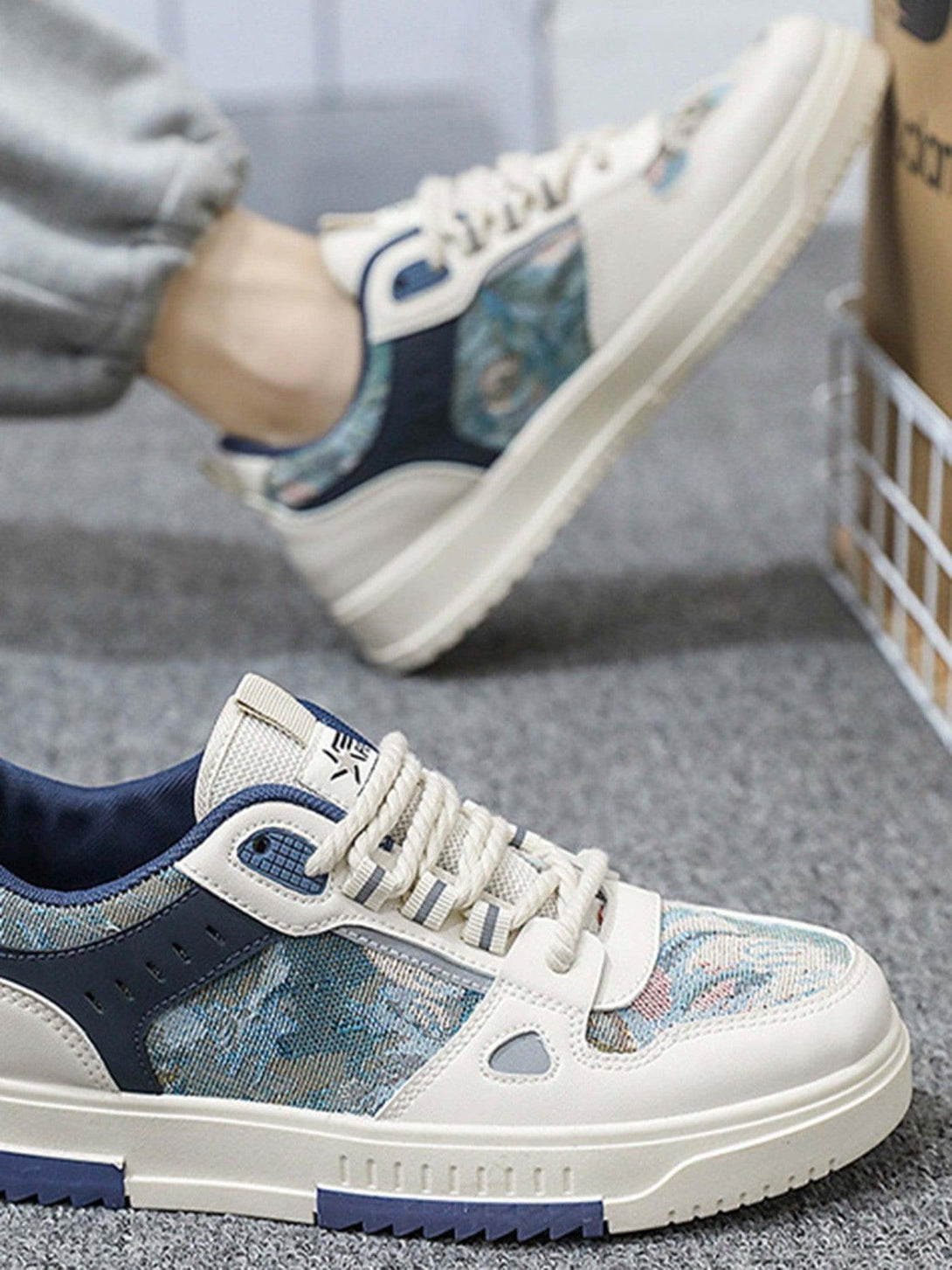 TALISHKO canvas board shoes with a unique pattern and thick sole, perfect for casual outfits.