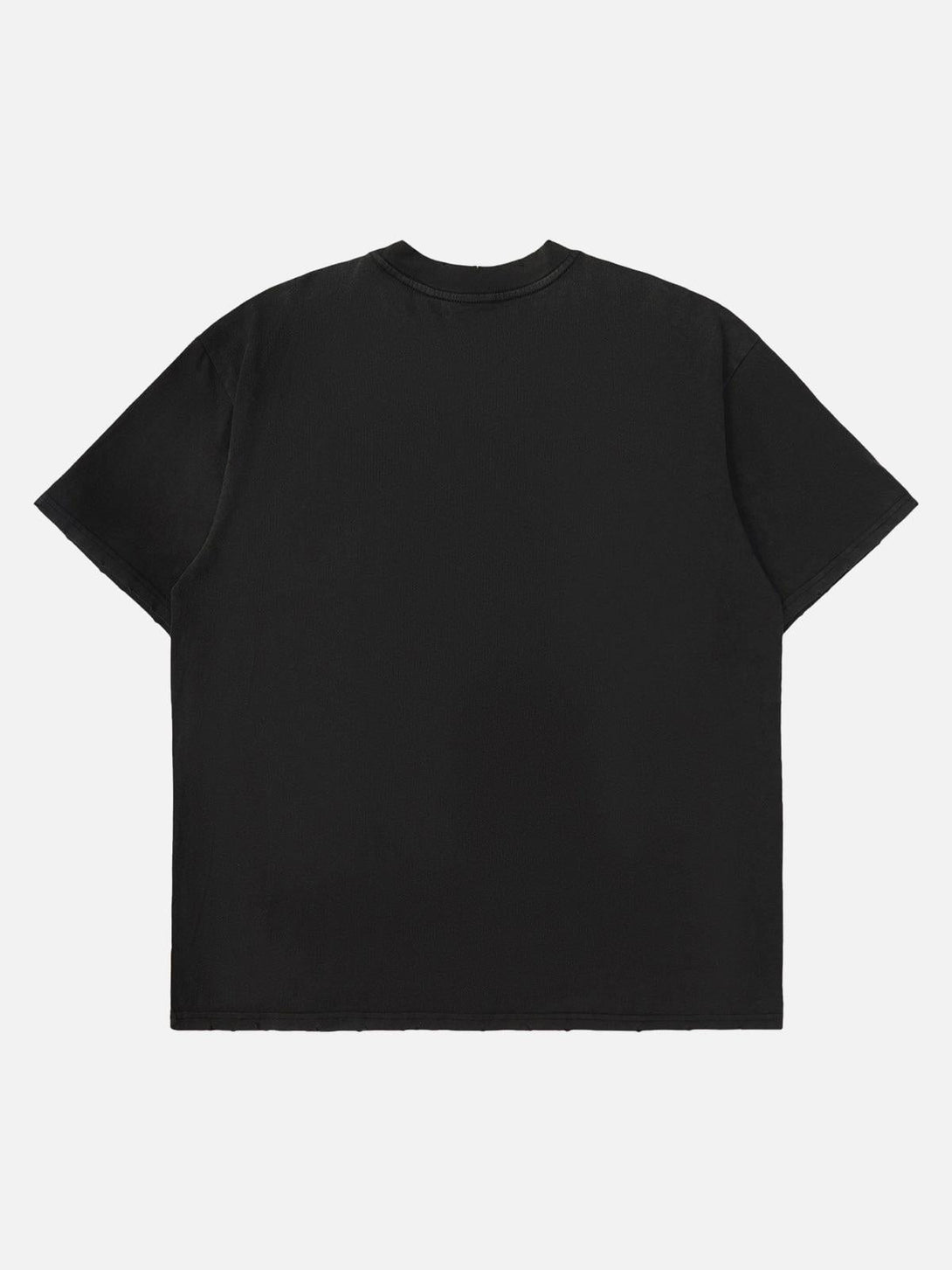 Back view of a black TALISHKO T-shirt, featuring a bold high street hip hop design.