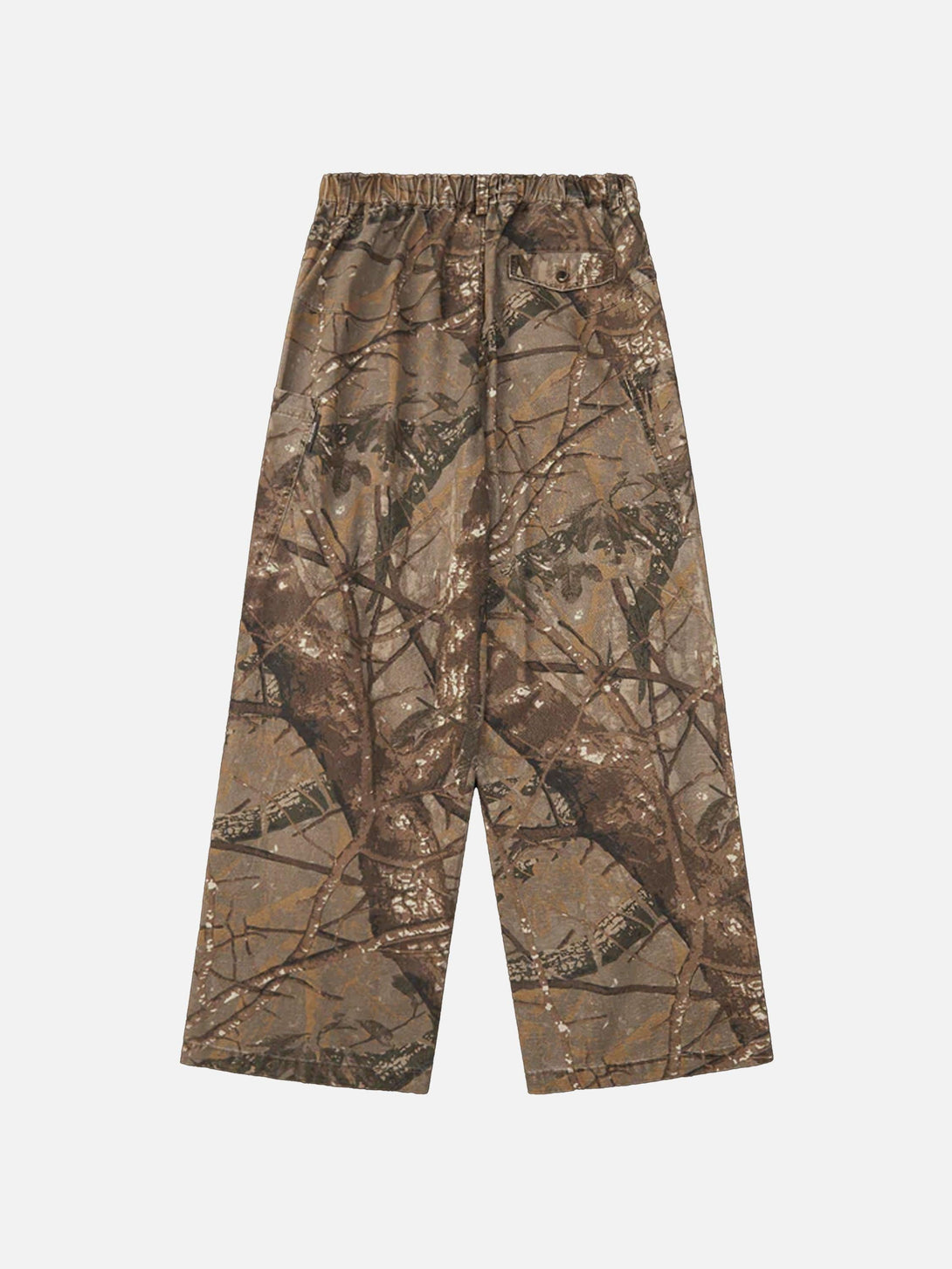 TALISHKO camo print pants with an elastic waistband, ideal for casual street style.