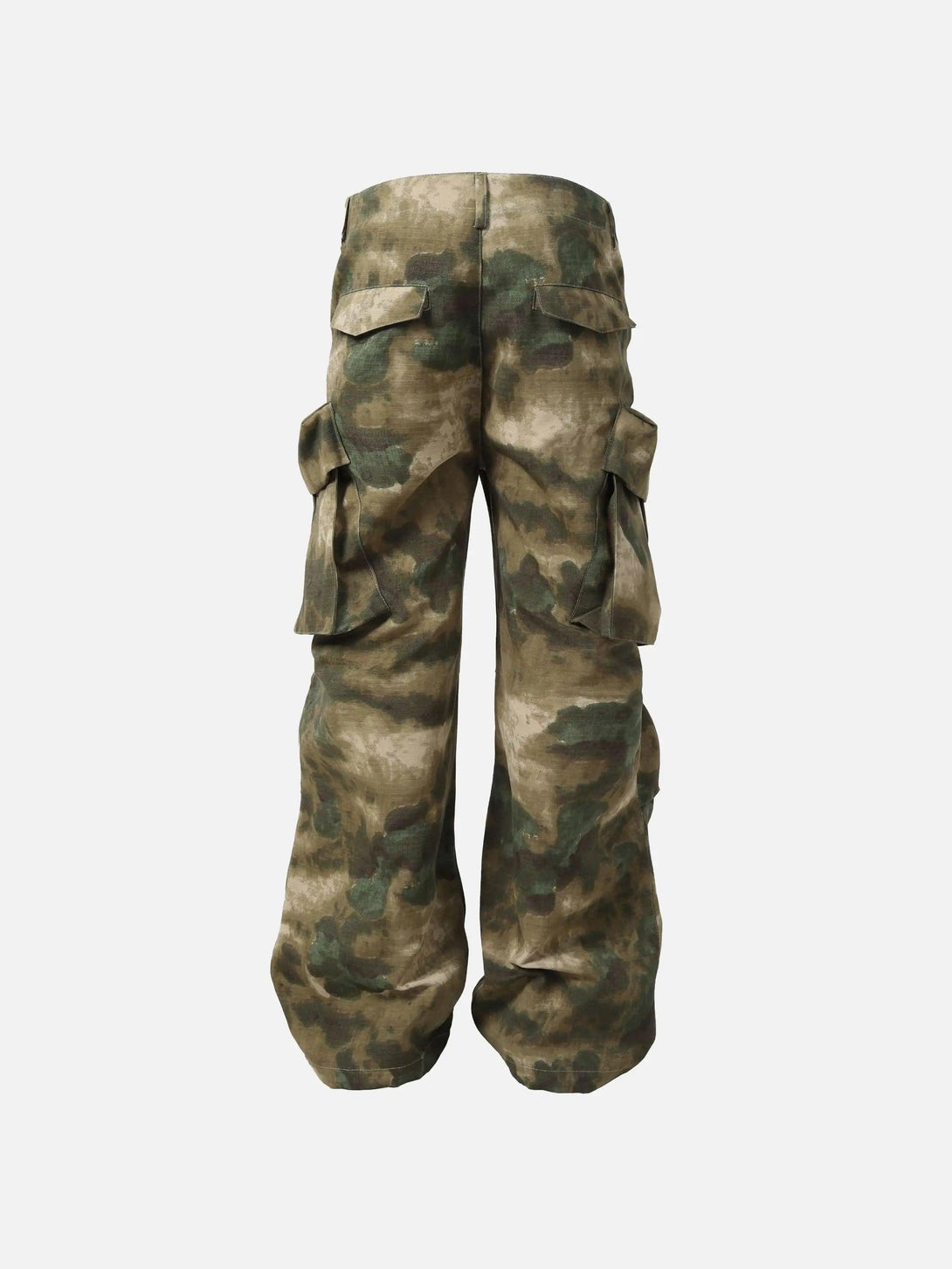 Back view of TALISHKO camouflage overalls highlighting utilitarian pockets and relaxed fit.