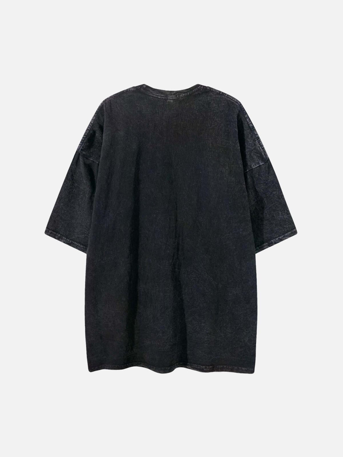 Back view of a black hip hop T-shirt by TALISHKO, showcasing its relaxed fit and style.