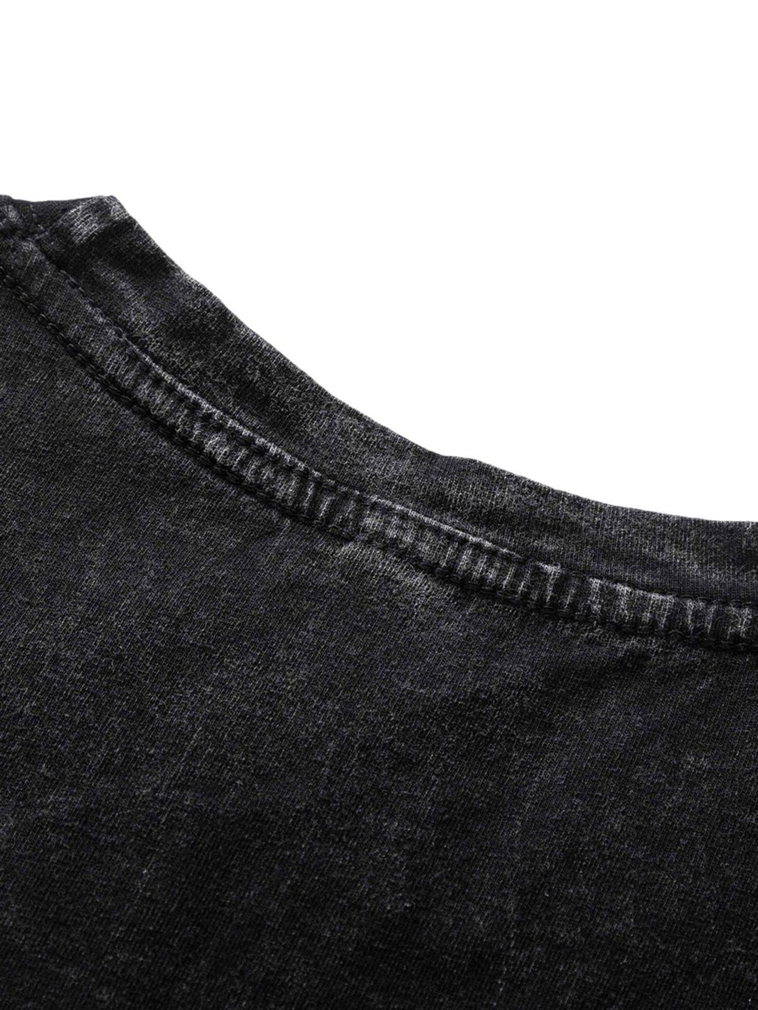 Detailed fabric and stitching on a TALISHKO T-shirt, highlighting its vintage-inspired design.