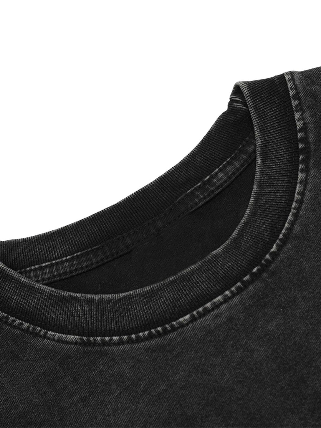 A close-up of the ribbed neckline on a TALISHKO T-shirt, showcasing its quality stitching.