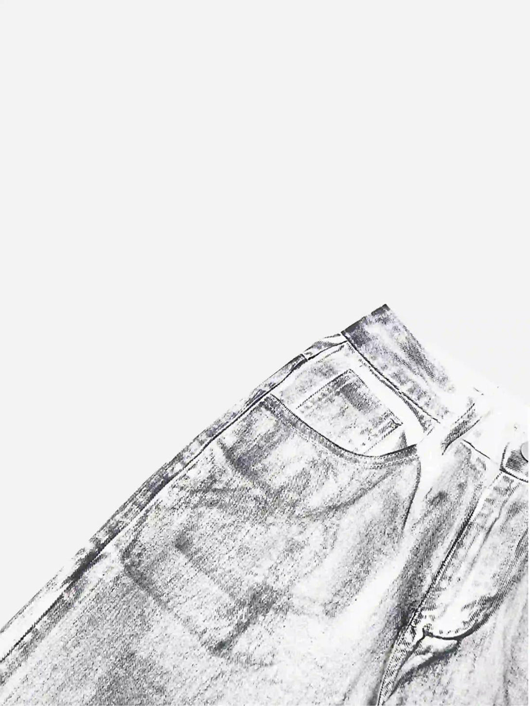 Detailed view of TALISHKO's hip-hop painted jeans, highlighting artistic texture and style.