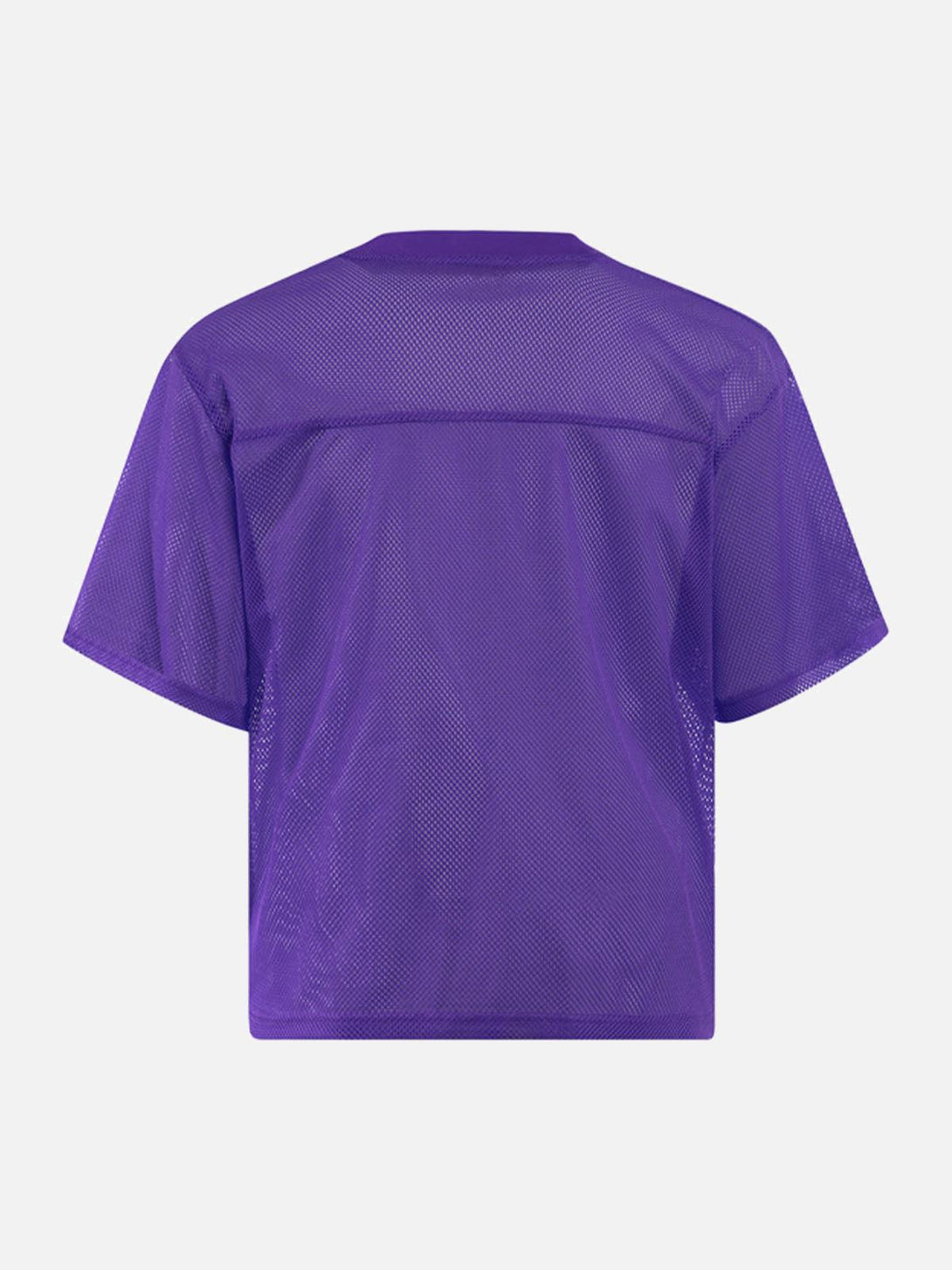 Back view of purple mesh jersey by TALISHKO, highlighting its airy, breathable design.