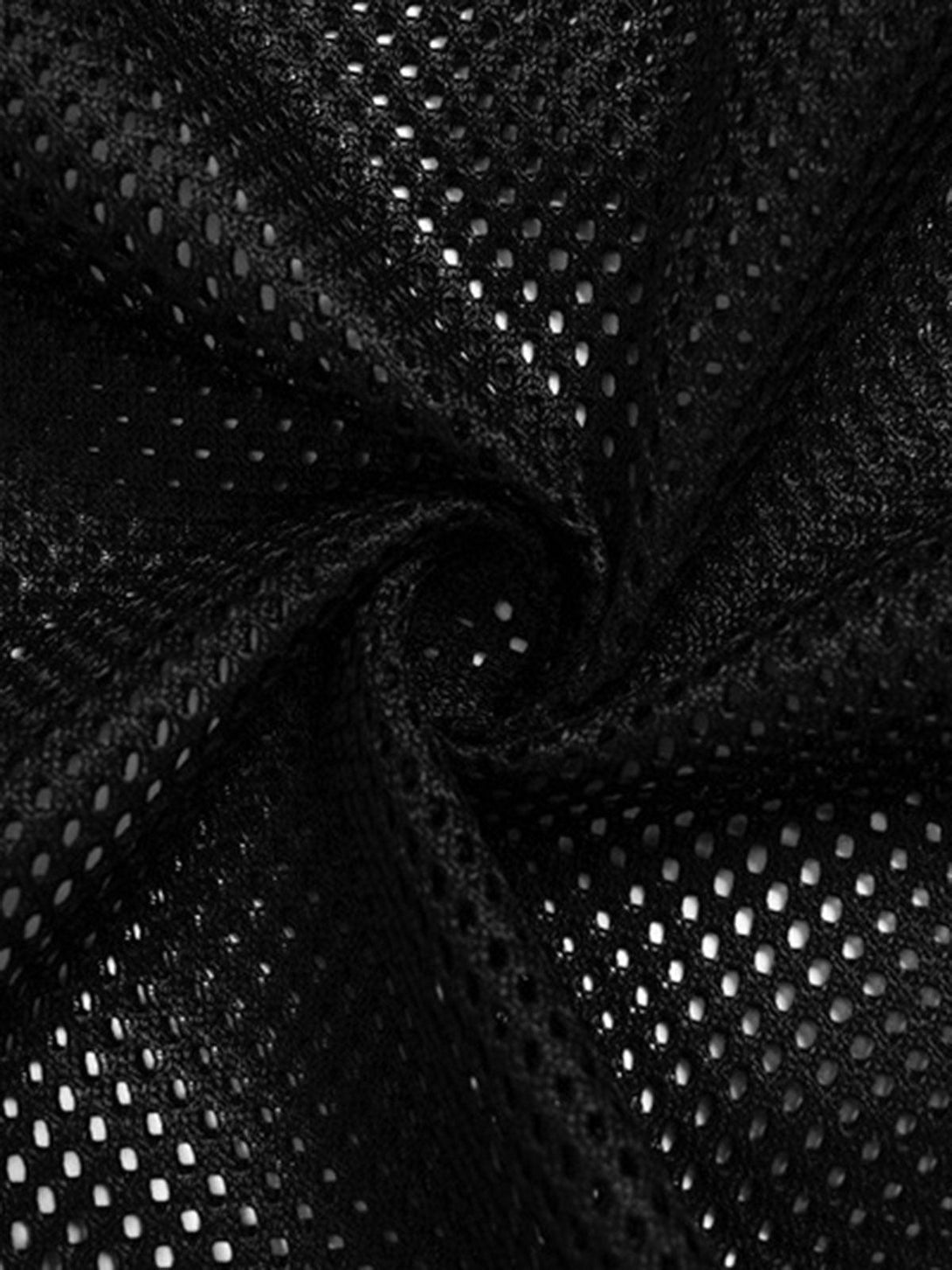 Intricate look at black mesh texture by TALISHKO, highlighting its breathable and lightweight fabric.