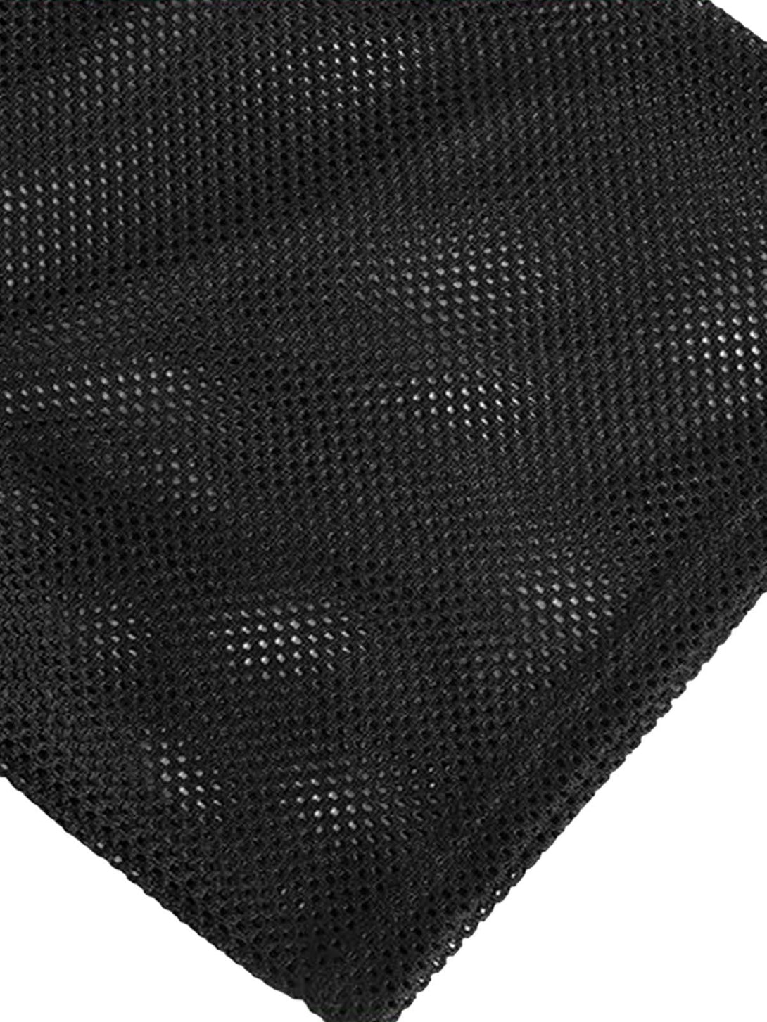 Intricate look at black mesh fabric by TALISHKO, ideal for airy summer styles.