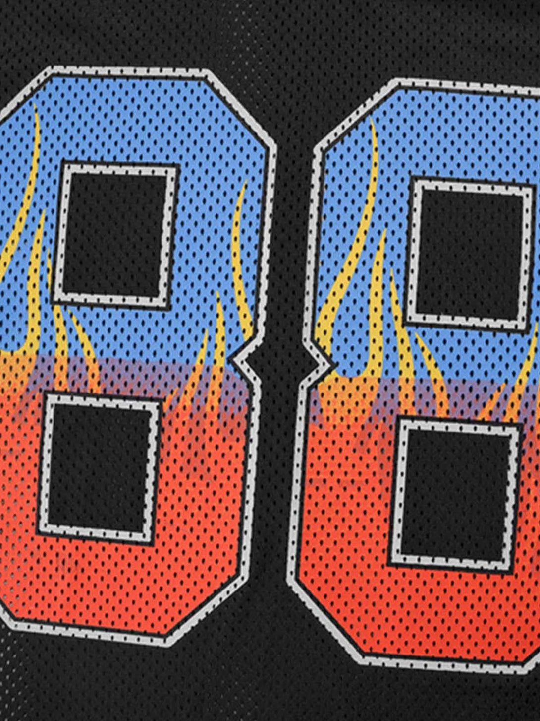 A bold graphic detail on TALISHKO's jersey, showcasing flame patterns and the number 88.