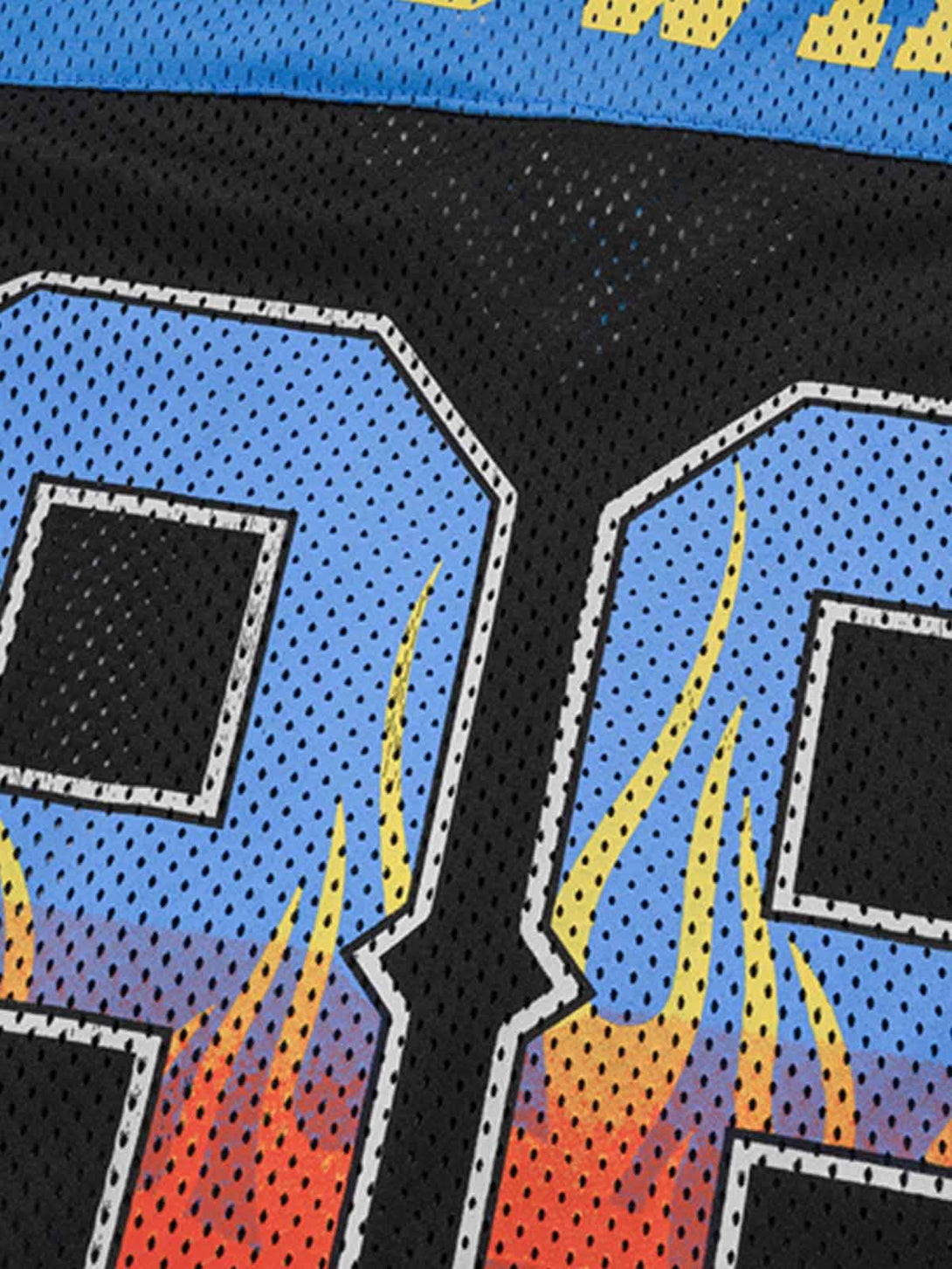 A detailed look at TALISHKO's jersey, featuring flame design and bold number 88 on quick-dry fabric.