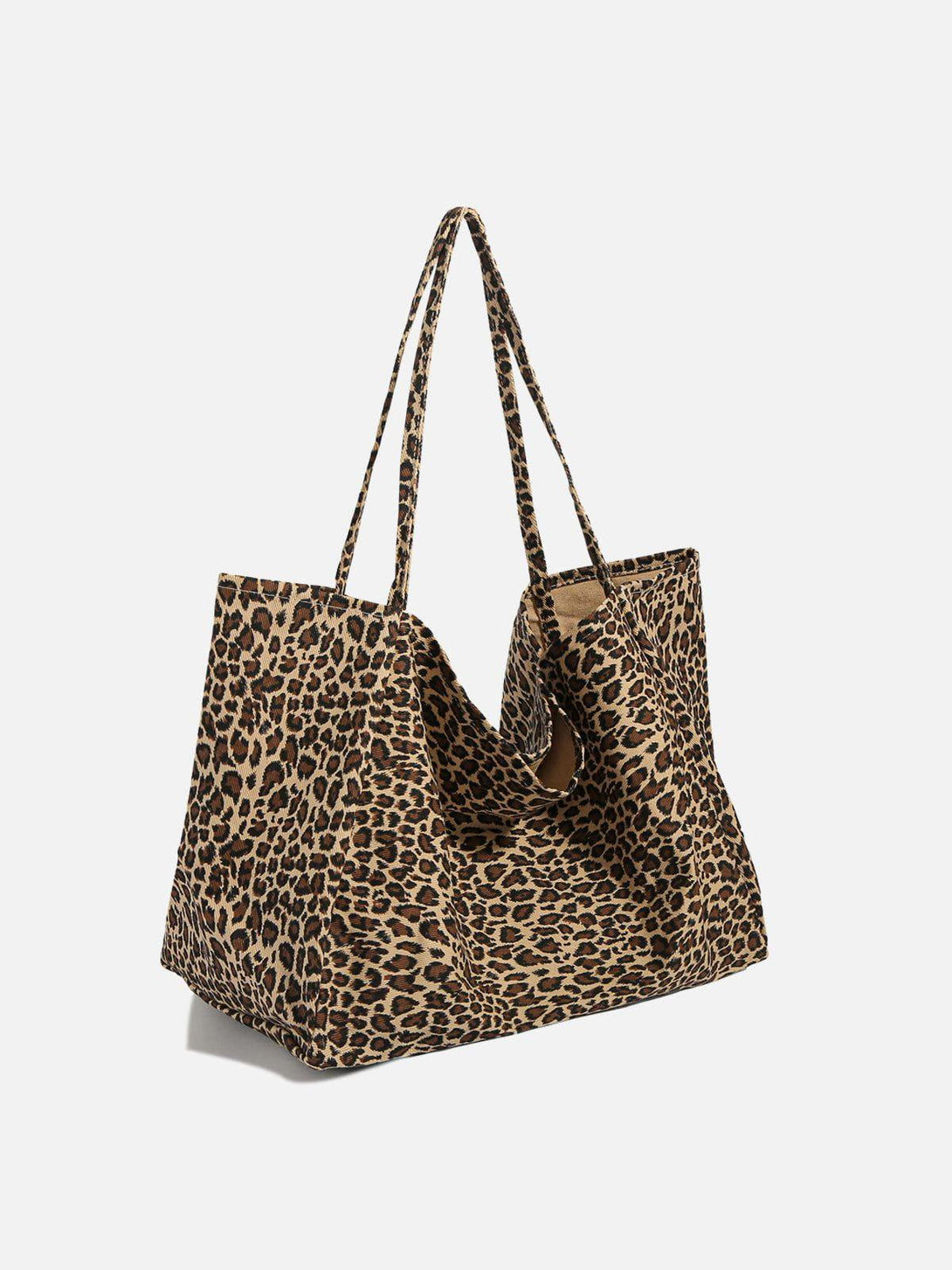 TALISHKO leopard print tote bag with long straps, perfect for chic everyday use.