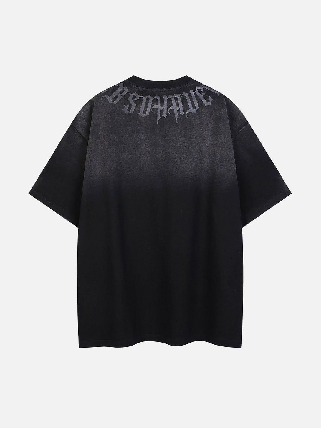 Back view of TALISHKO's gradient tee showcasing bold lettering design, great for casual outings.