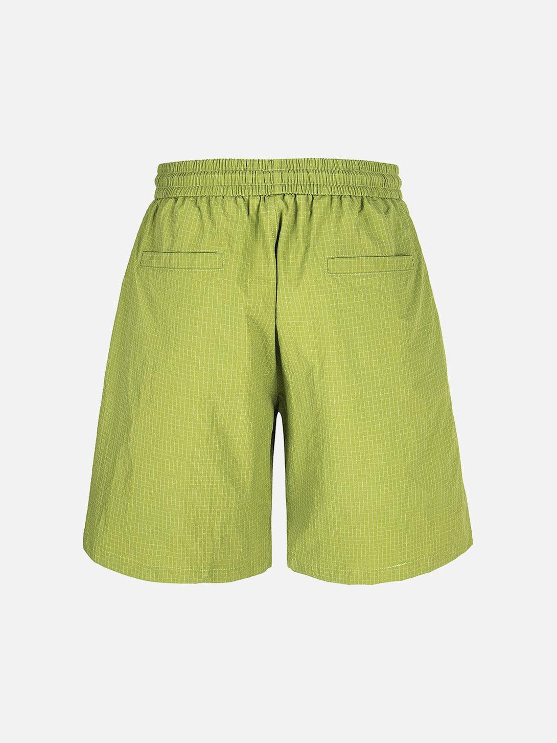 Rear view of green TALISHKO quick-dry cargo shorts with a subtle checkered texture.