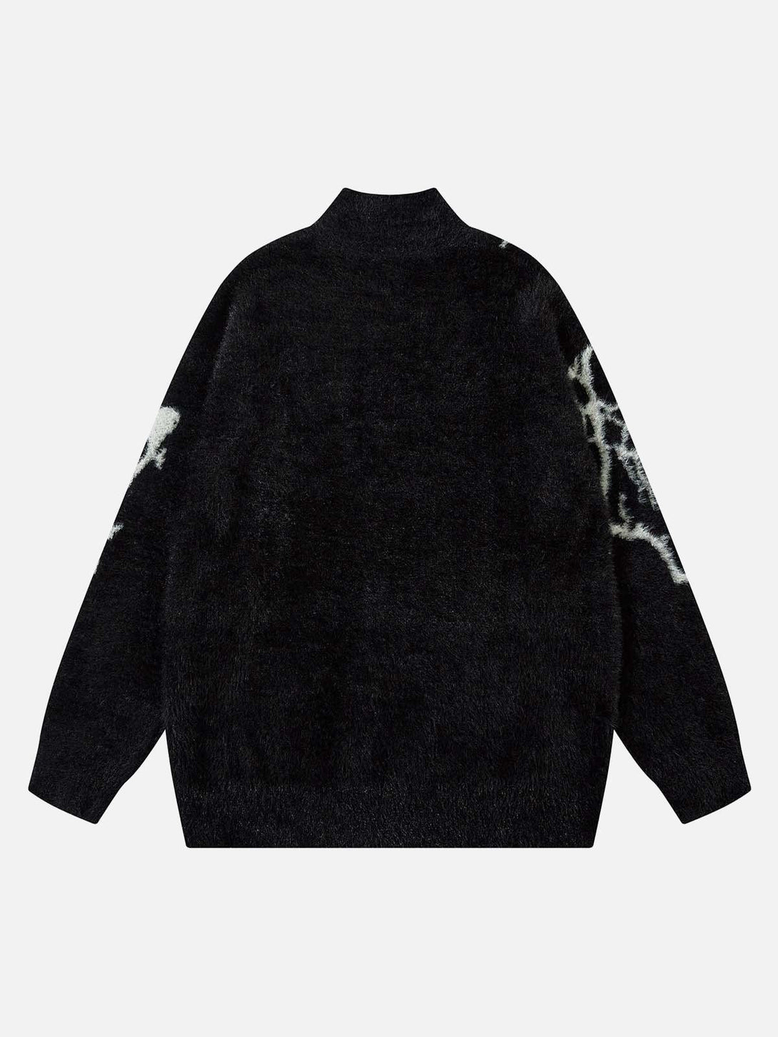 TALISHKO sweater in black, showcasing a lightning pattern on the back with a cozy texture.