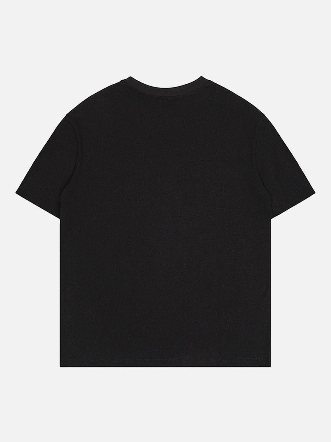 Back view of TALISHKO black graphic tee showcasing a minimalist design for casual elegance.