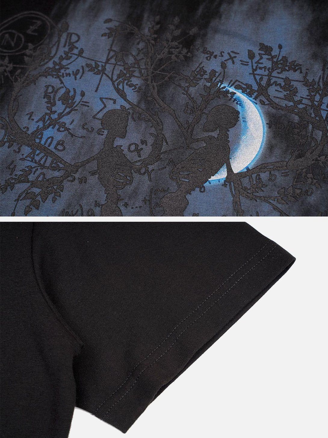 Intricate look at TALISHKO's skeleton graphic tee design, highlighting detailed artwork.