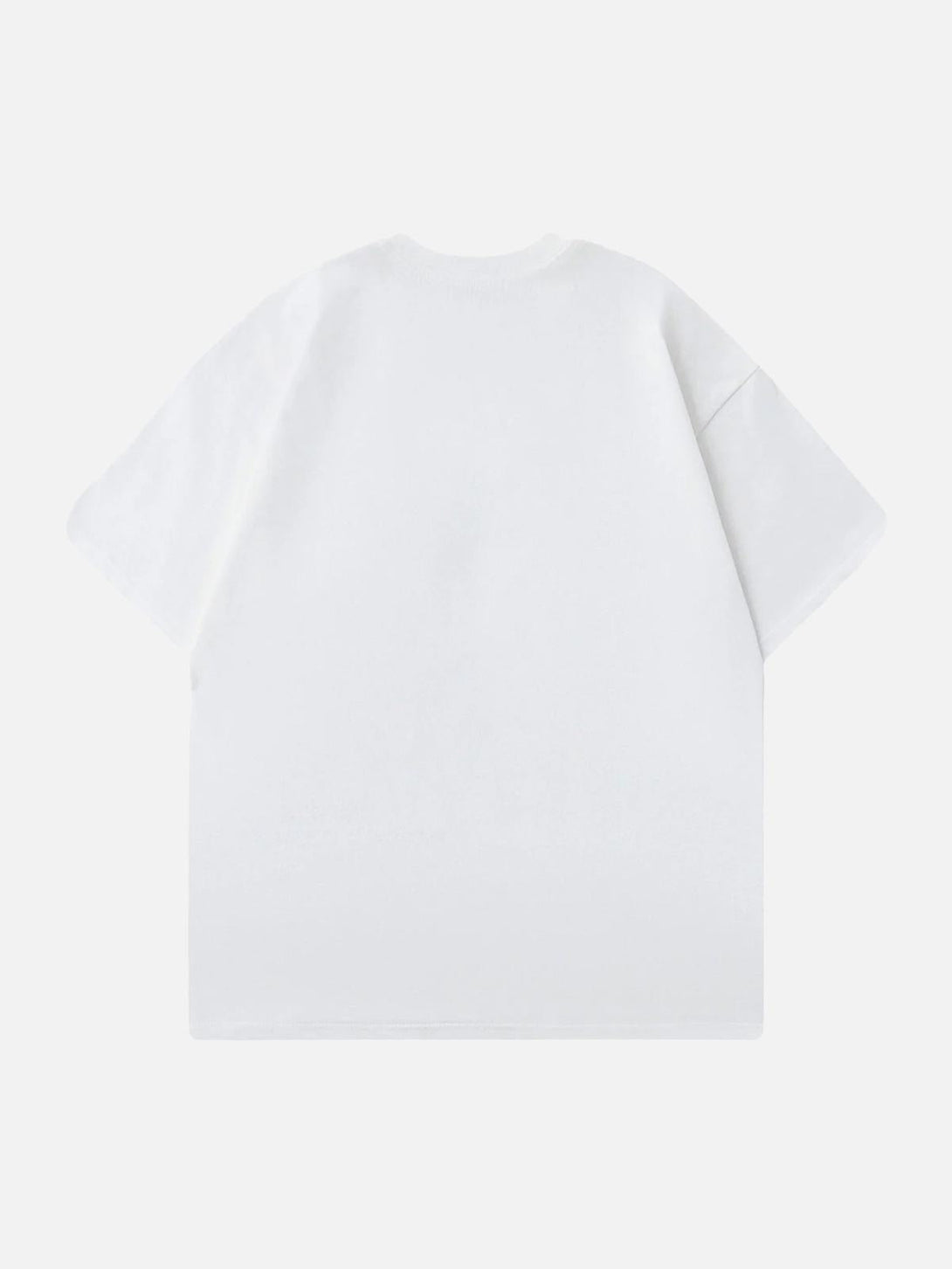 Back view of a loose white t-shirt by TALISHKO, highlighting its casual and airy design.