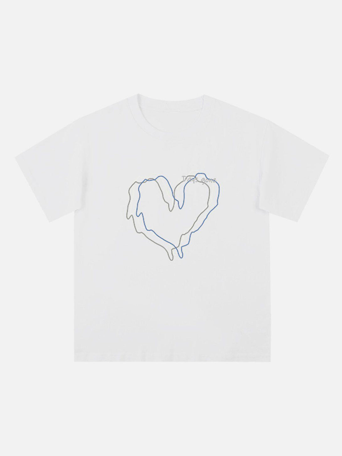 White tee with heart line design by TALISHKO, perfect for adding a subtle artistic touch.