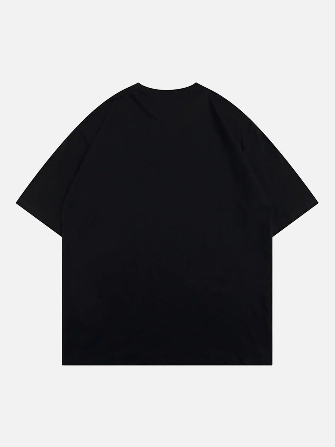 Back view of a black T-shirt by TALISHKO, showcasing a simple and versatile design.