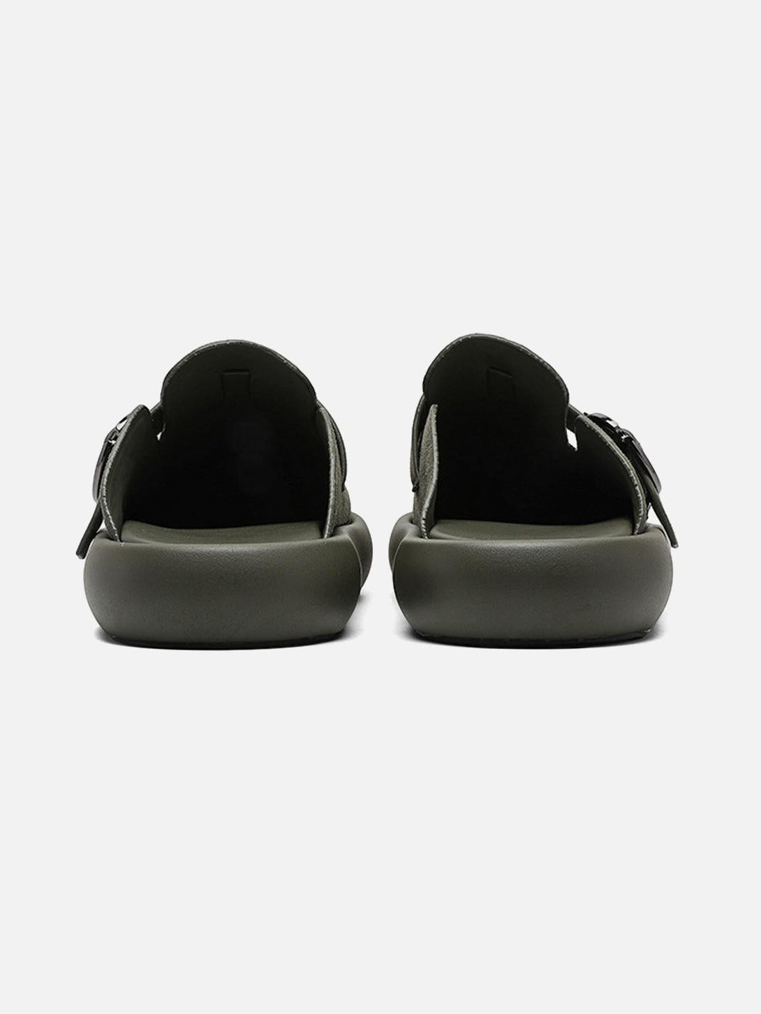 Back view of matte suede closed-toe slip-ons by TALISHKO, highlighting sleek design.
