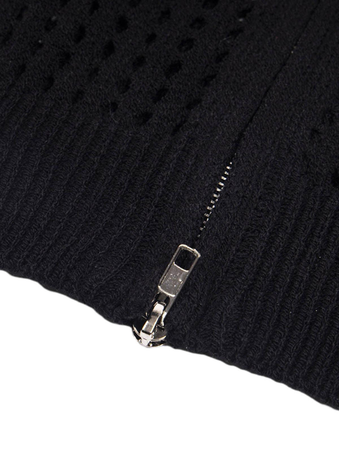 Intricate look at the zipper detail and knit texture on this TALISHKO sports jersey.