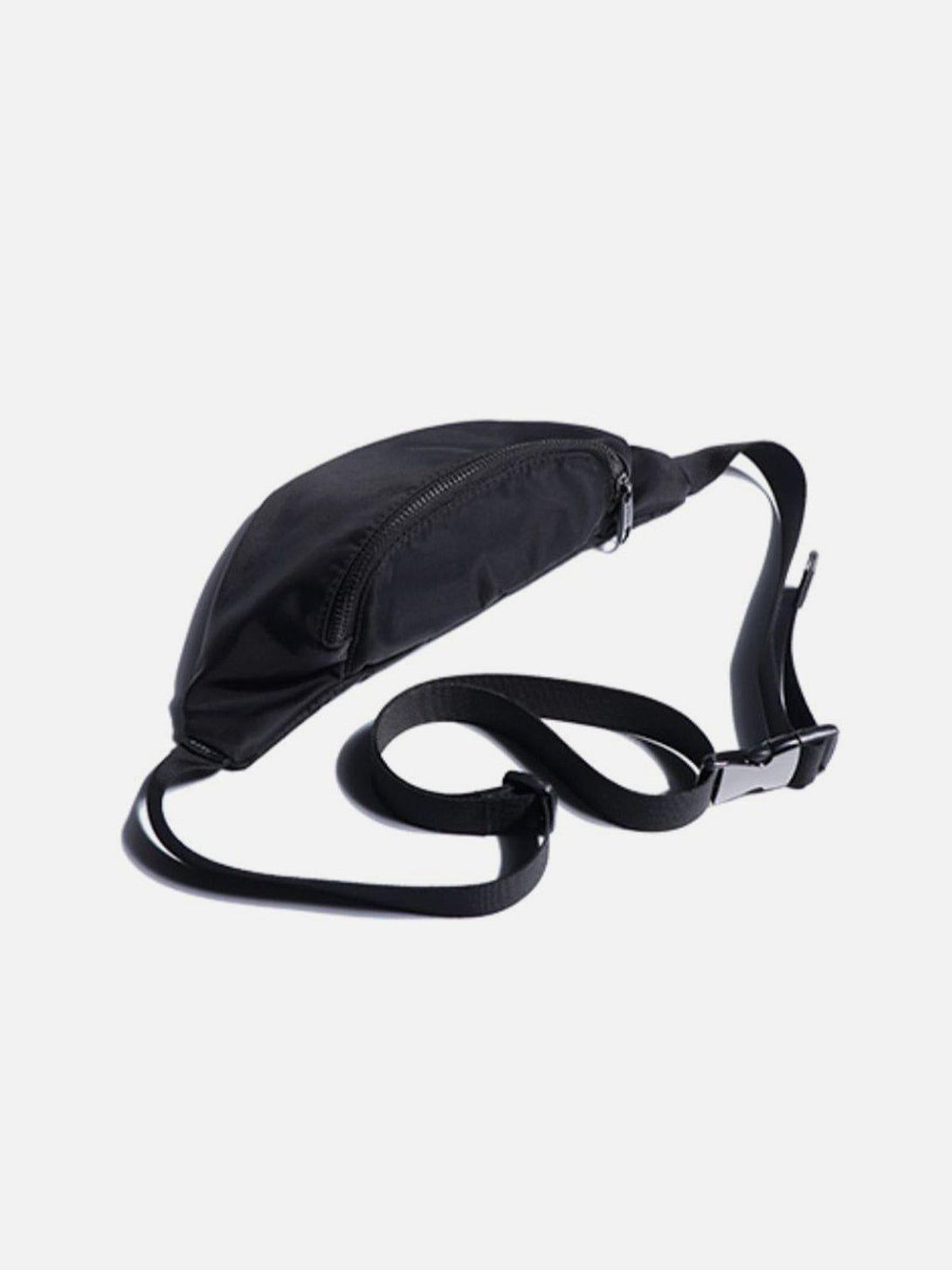 Sleek black mini crossbody waist bag by TALISHKO, showcasing a minimalistic design.