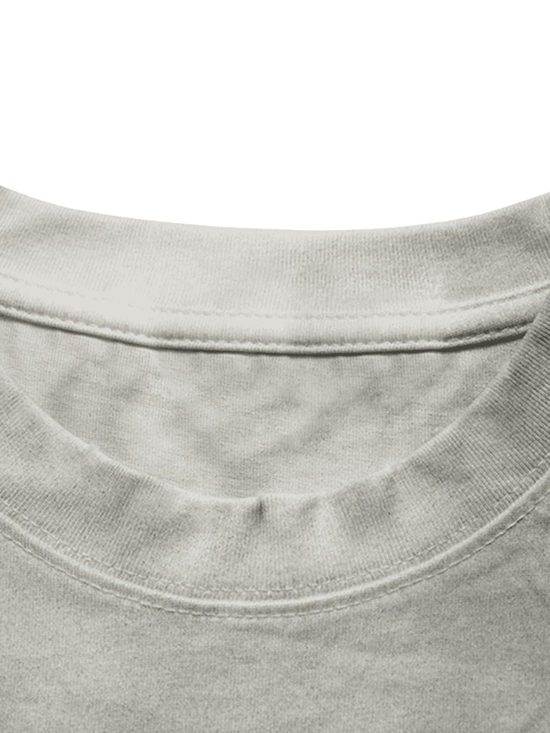 Focusing on the collar detail of a street rap T-shirt by TALISHKO, highlighting its texture.
