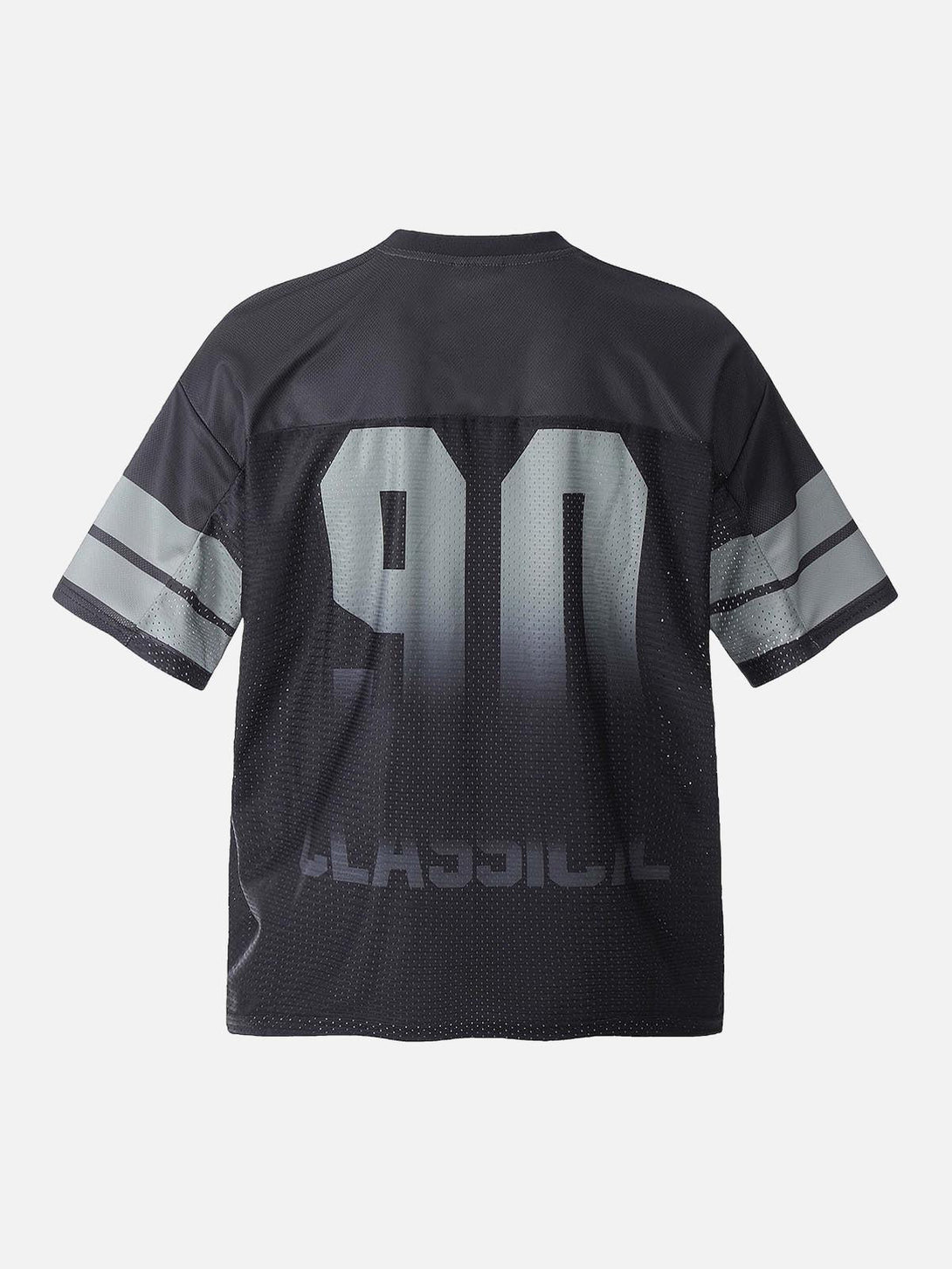 Back view of TALISHKO sports jersey T-shirt featuring "90" and "CLASSIC" print in black.