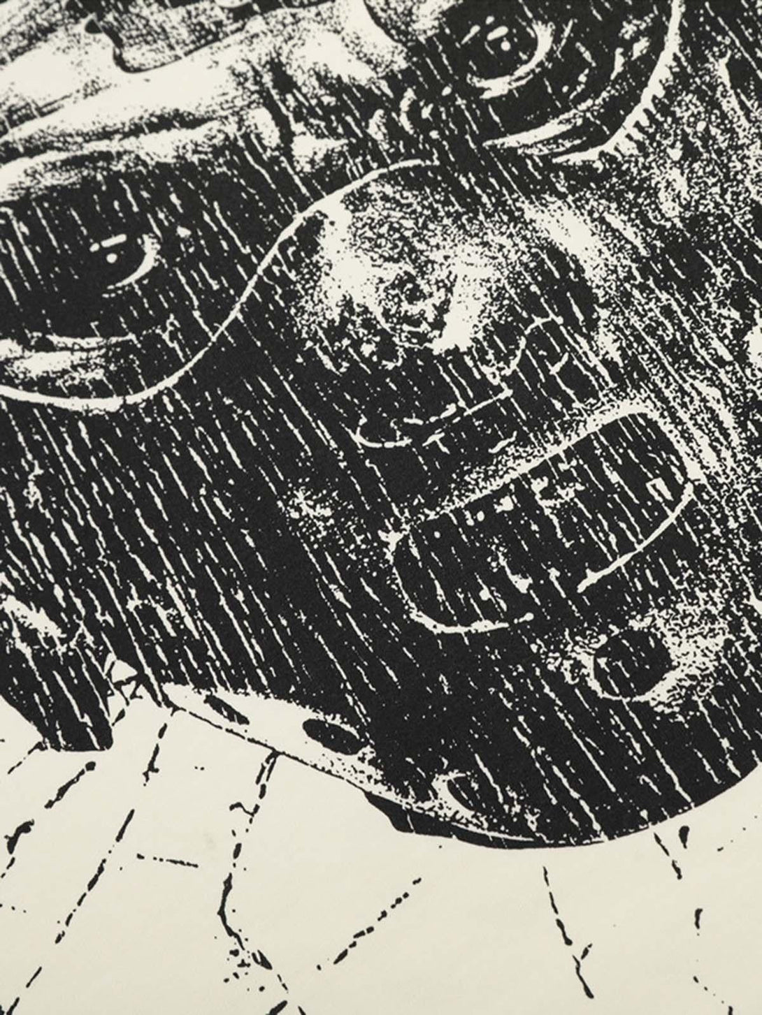 A detailed view of the bold graphic on TALISHKO's inspirational T-shirt, showcasing artistic detail.