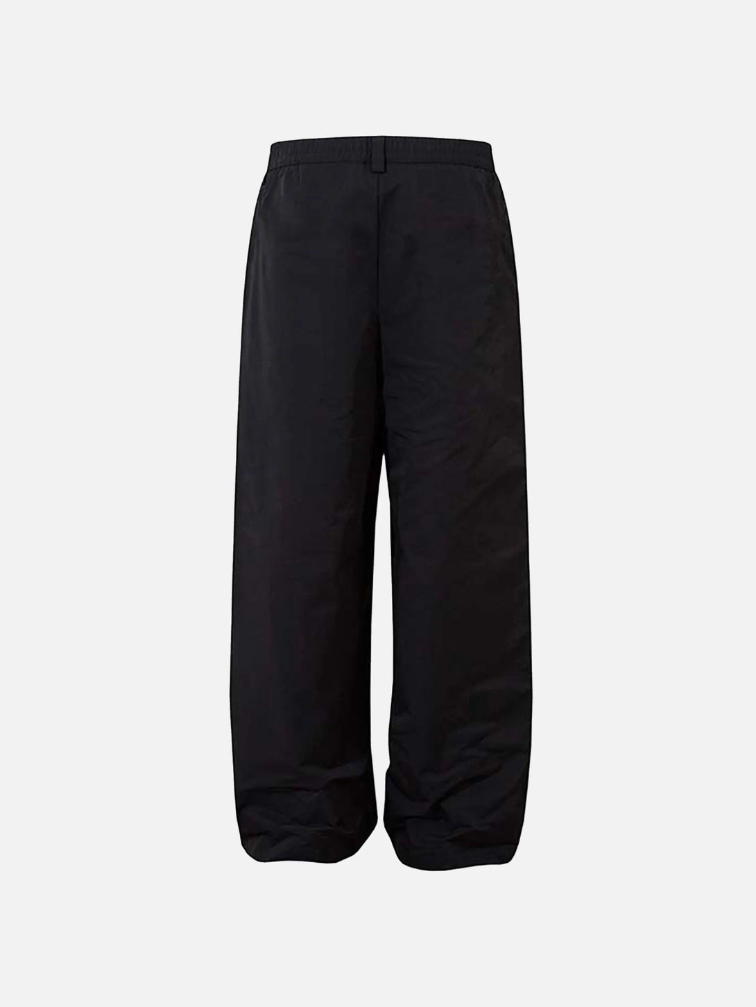 TALISHKO black bat buckle sweatpants, back view showcasing relaxed fit and sleek design.