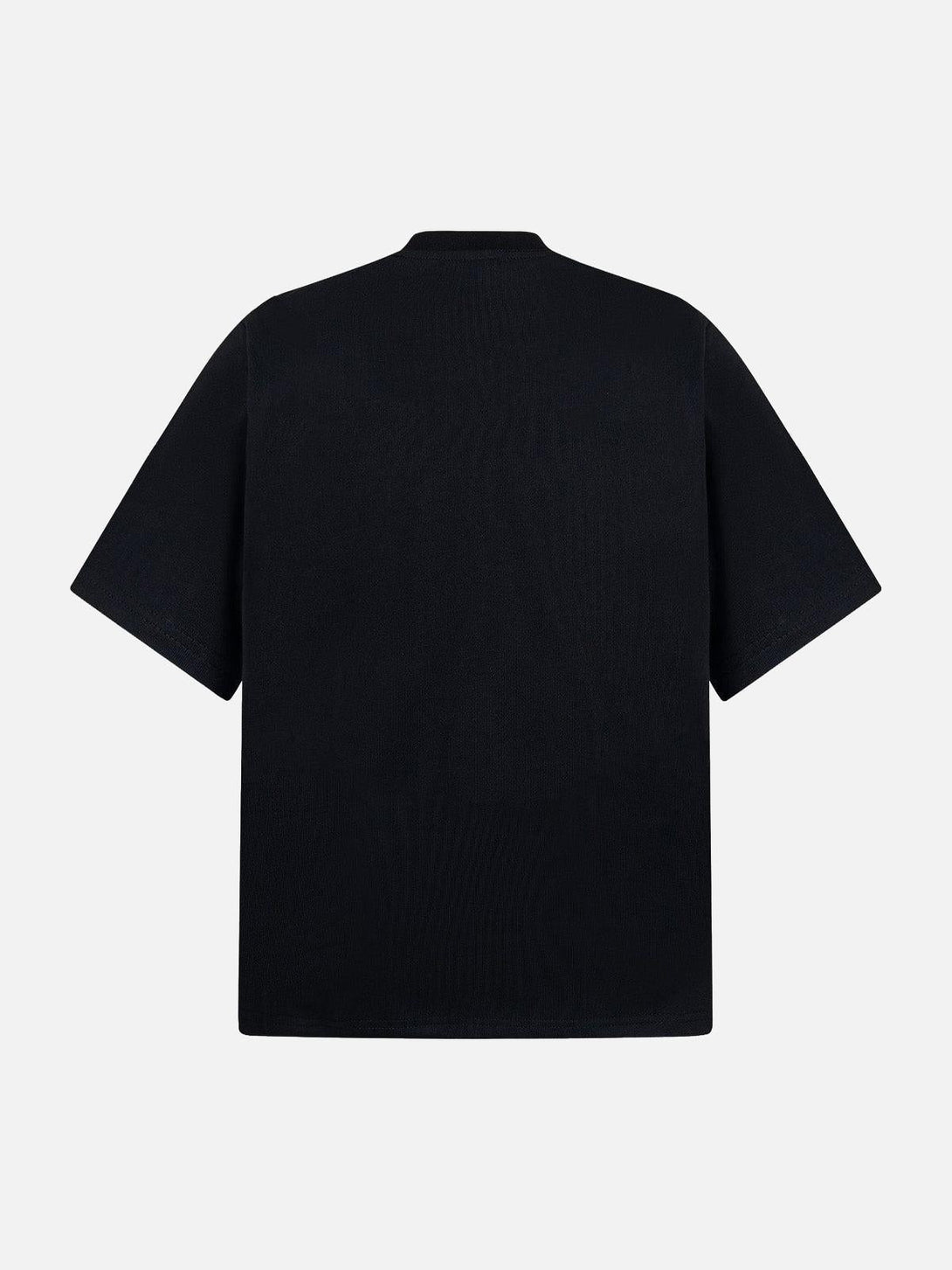 Back view of a black oversized t-shirt by TALISHKO, perfect for casual summer styling.