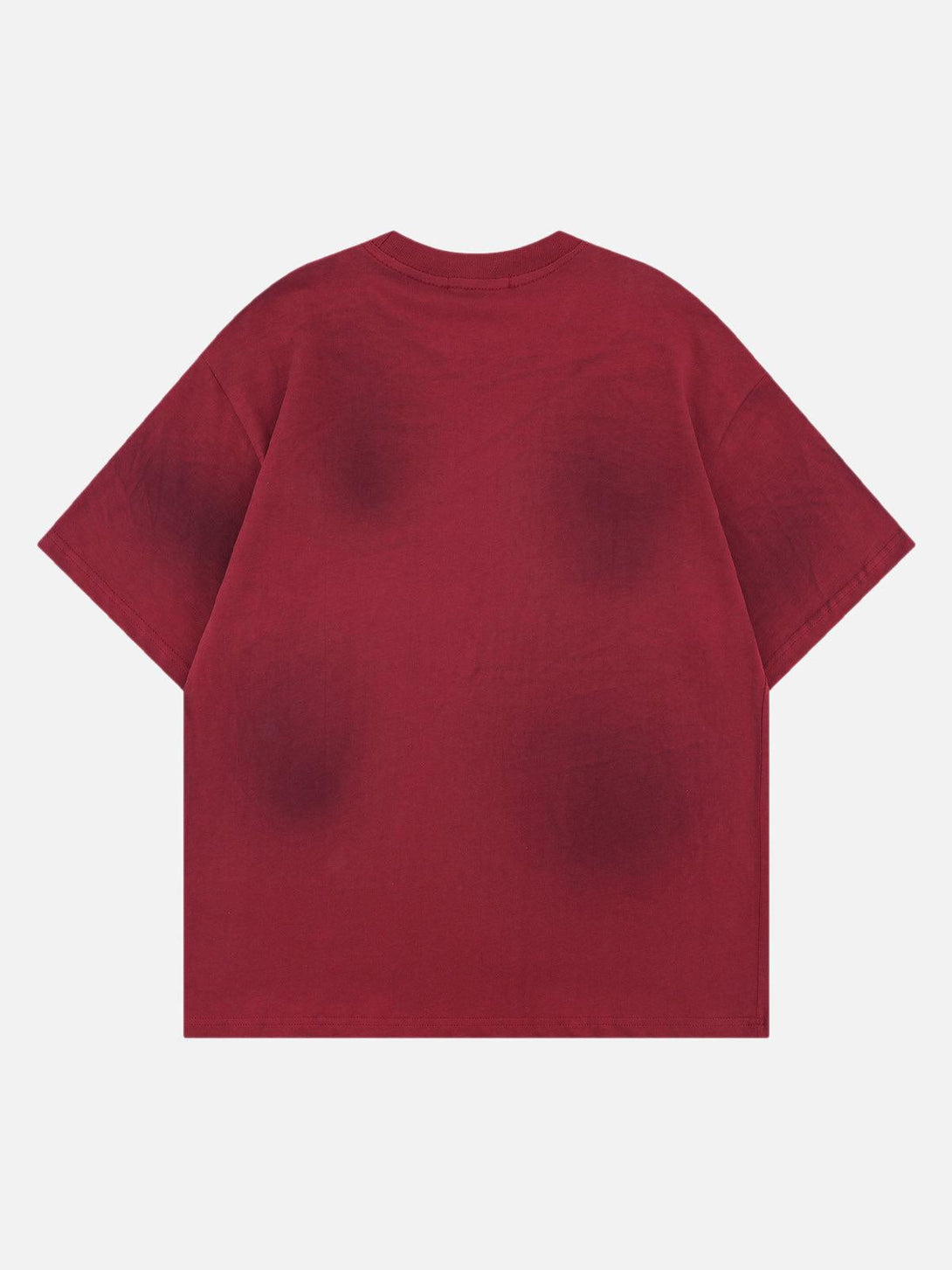 Back view of a red oversized T-shirt by TALISHKO, highlighting a relaxed fit.