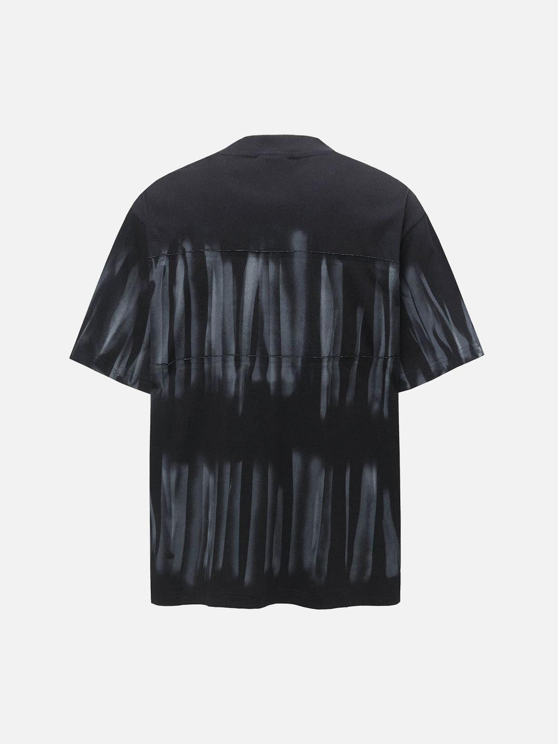 Back view of a black oversized tie-dye T-shirt by TALISHKO, showcasing unique summer style.