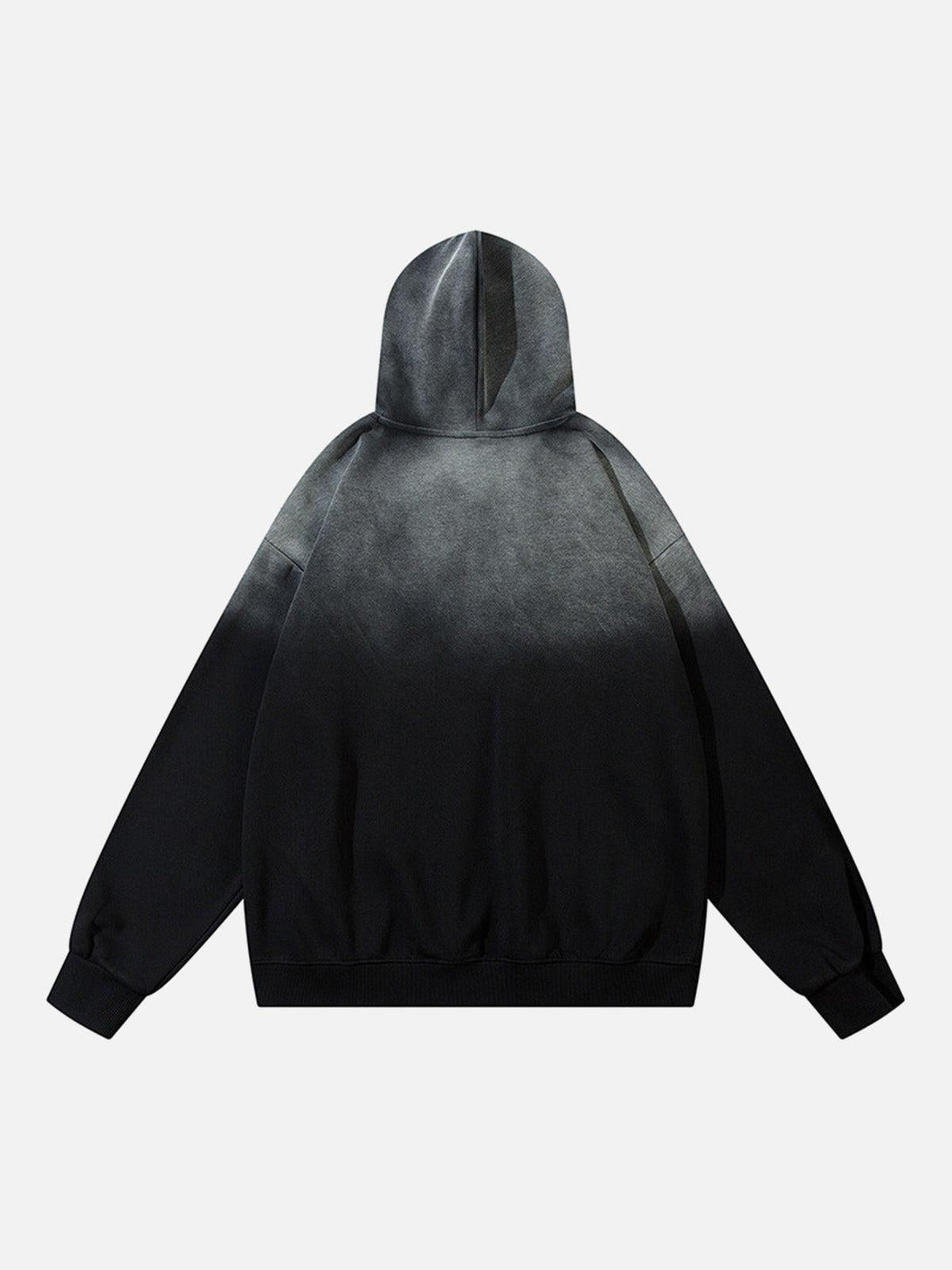 Back view of TALISHKO's gradient color hoodie, highlighting its unique fading design.