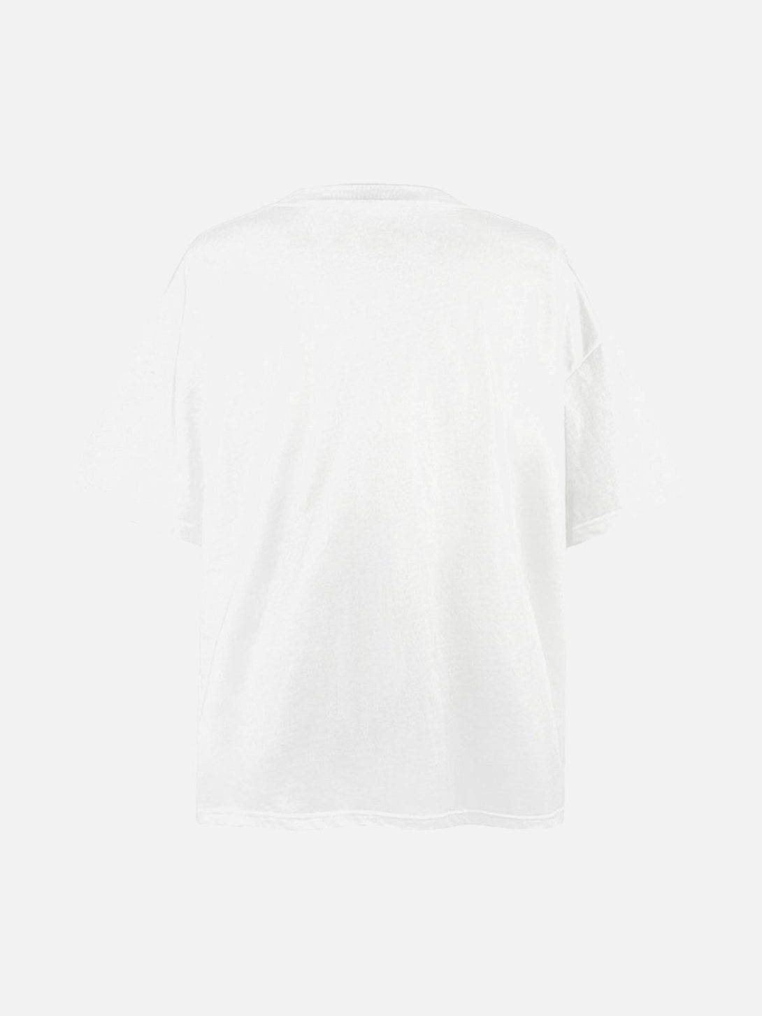 Back view of a white oversized tee by TALISHKO, showcasing its relaxed and casual fit.