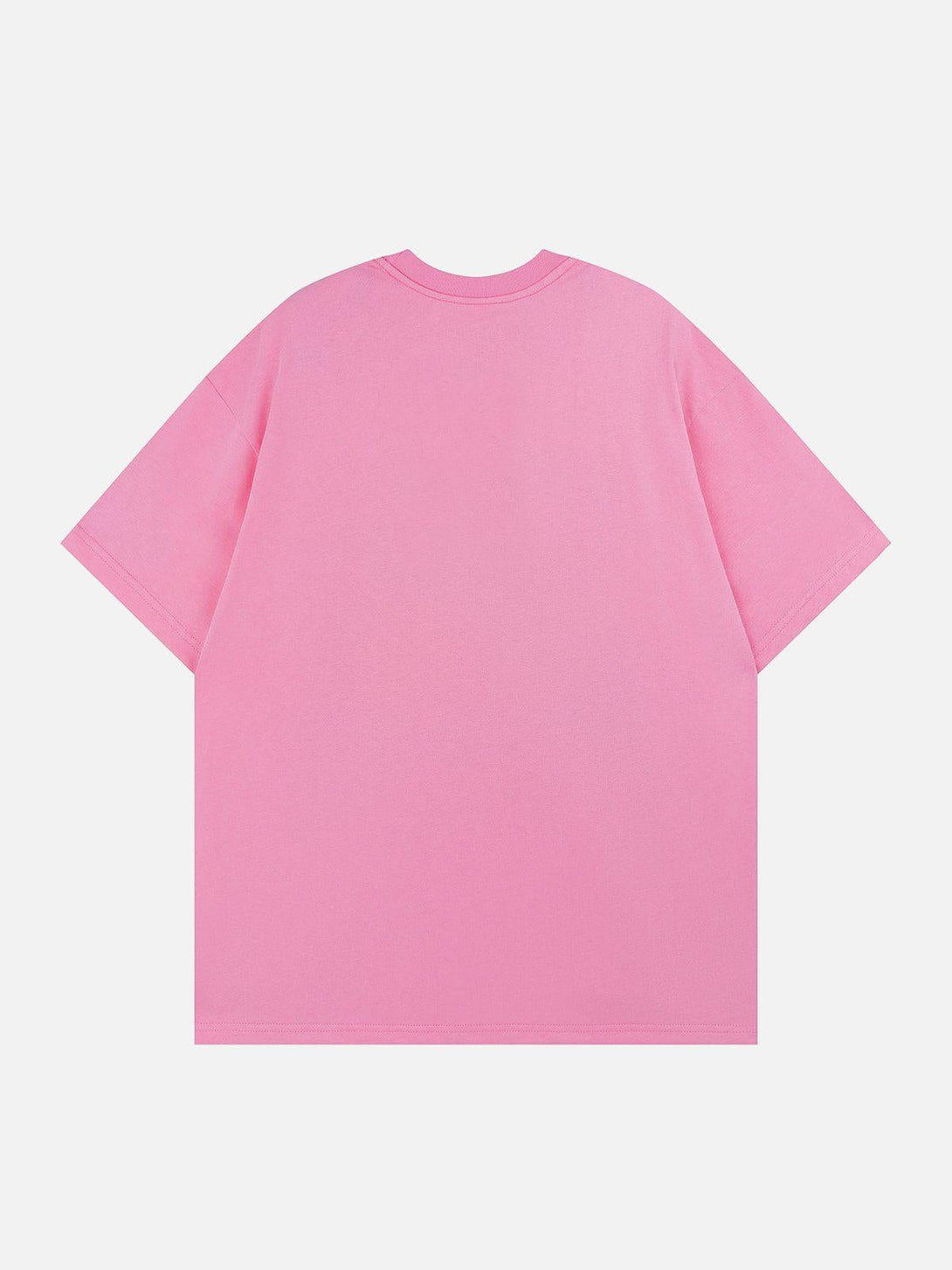Back view of pink tee by TALISHKO, showcasing a minimalist style with a relaxed cut.