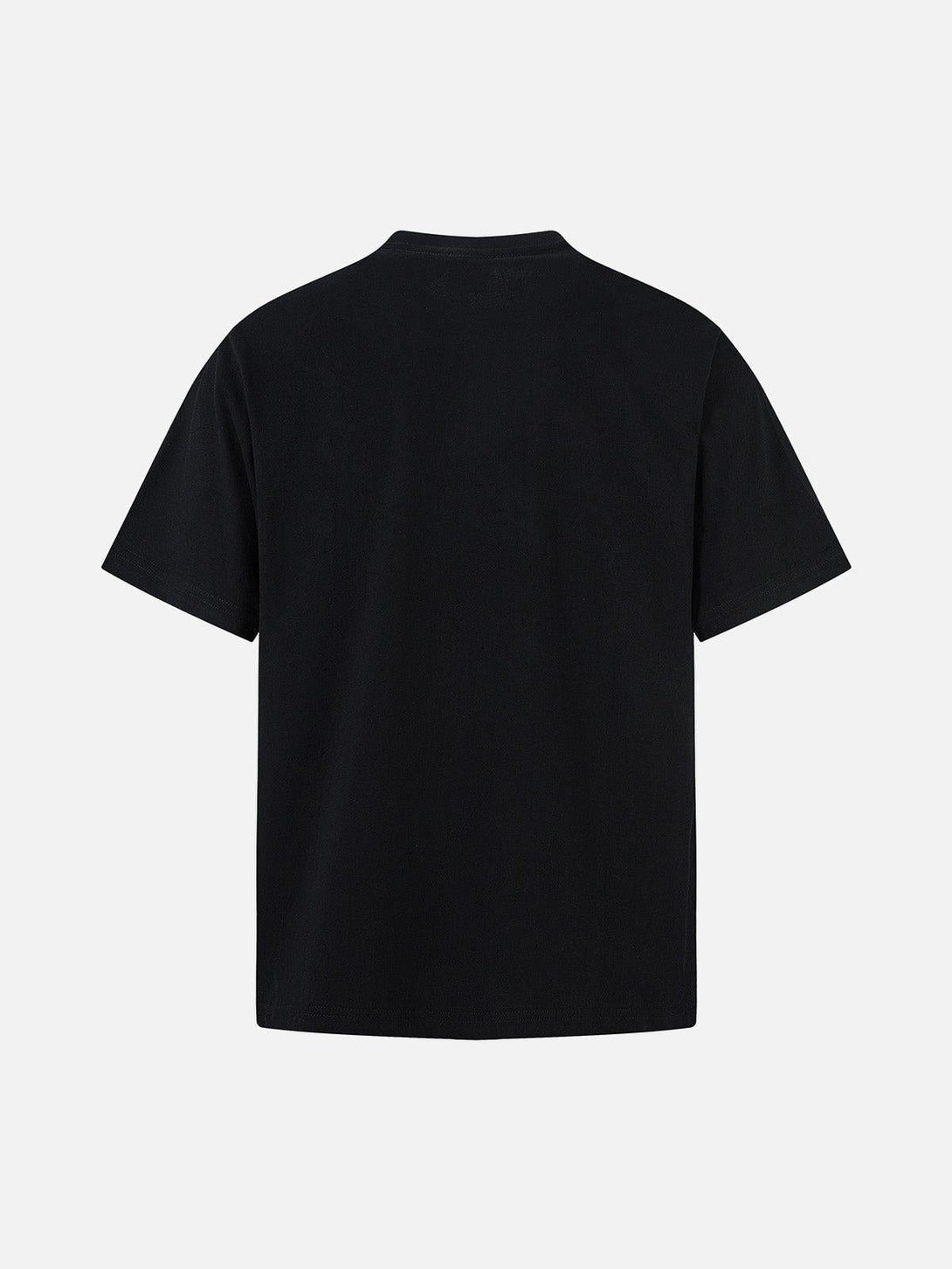 Back view of a black T-shirt by TALISHKO, showcasing minimalist style for casual wear.