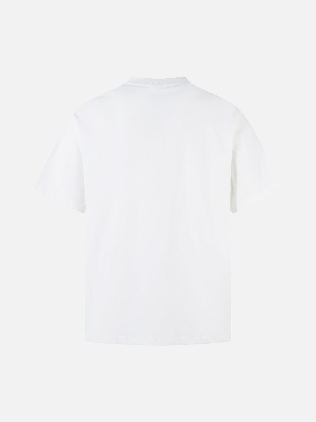 Back view of a white T-shirt by TALISHKO, offering a simple and versatile design.