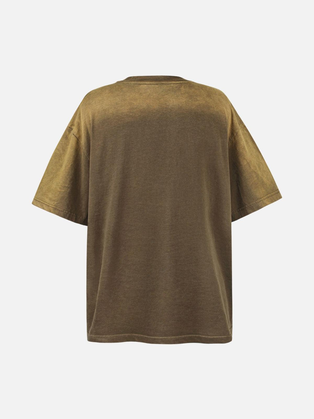 Back view of a TALISHKO tee in a brown hue, offering a relaxed fit for casual summer days.