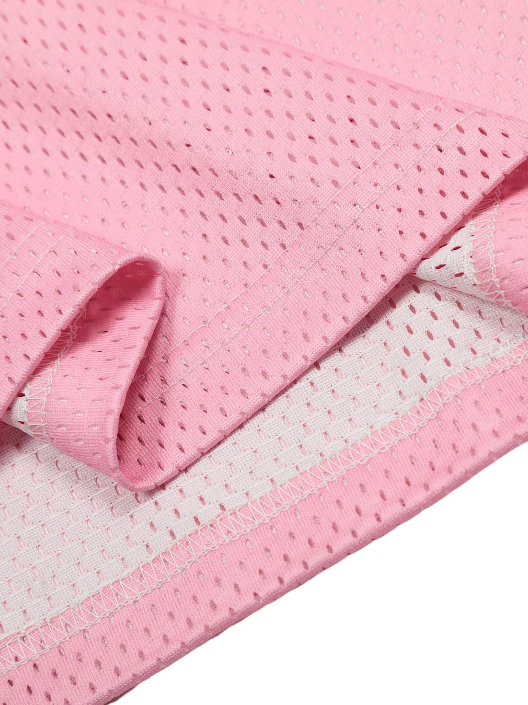 "Detailed fabric and stitching on TALISHKO's pink flame print jersey T-shirt."