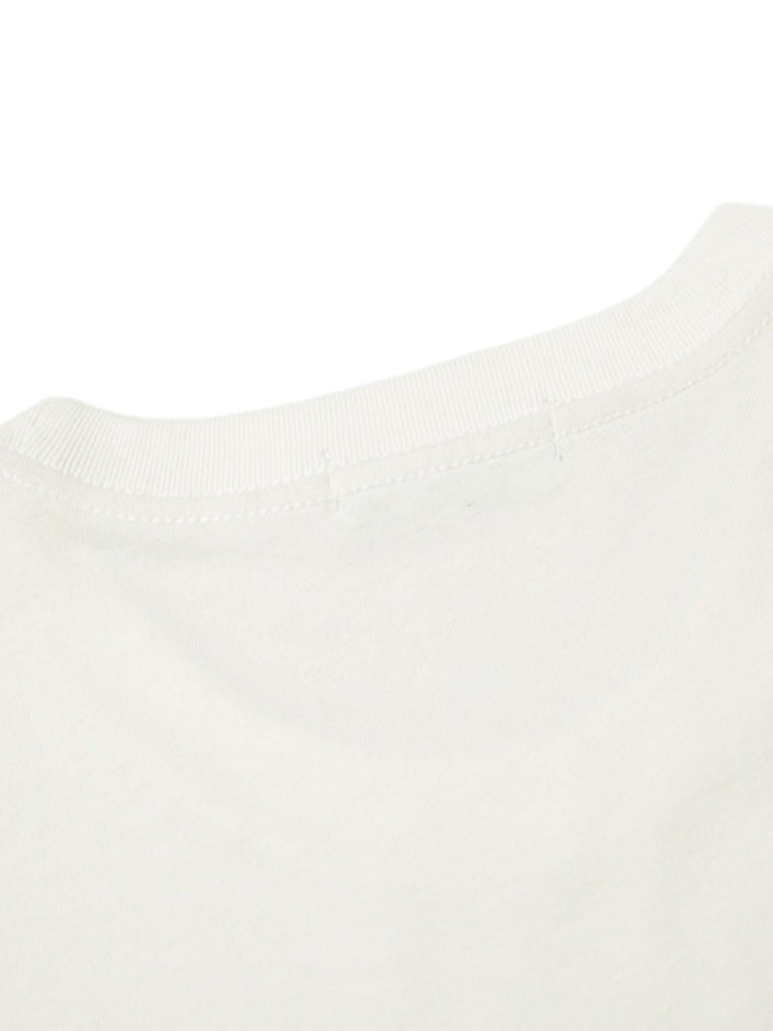 Zoomed-in view of the TALISHKO T-shirt neckline, highlighting its smooth texture and neat stitching.