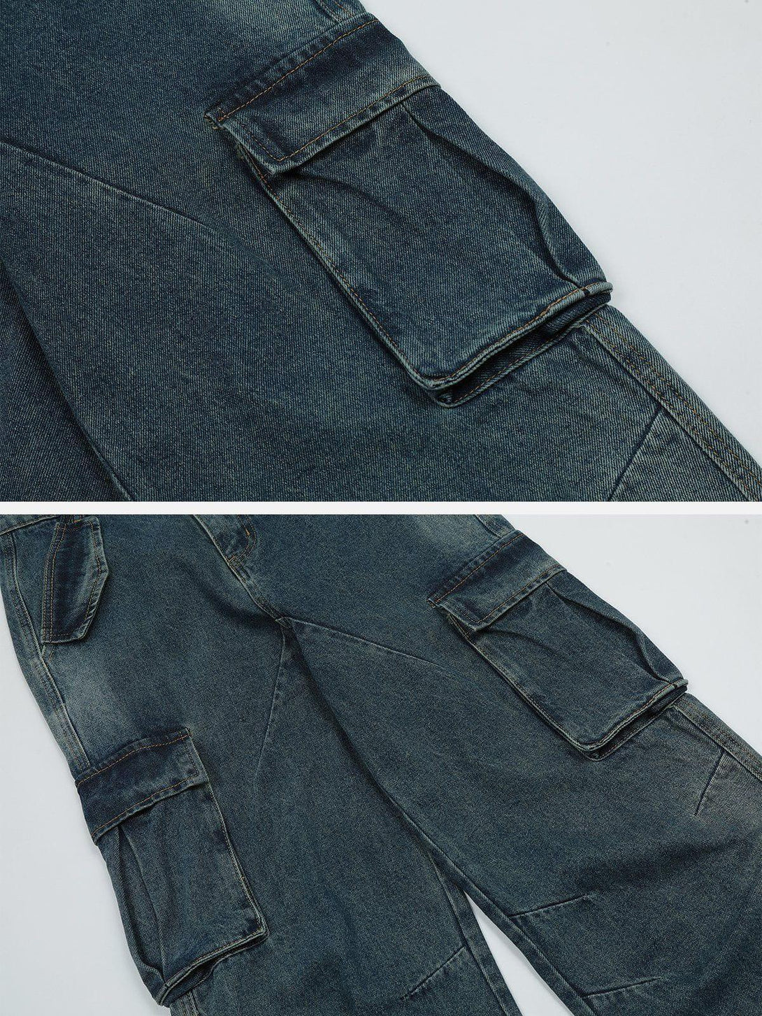 Zoomed-in view of pleated pockets on jeans, highlighting design details by TALISHKO.