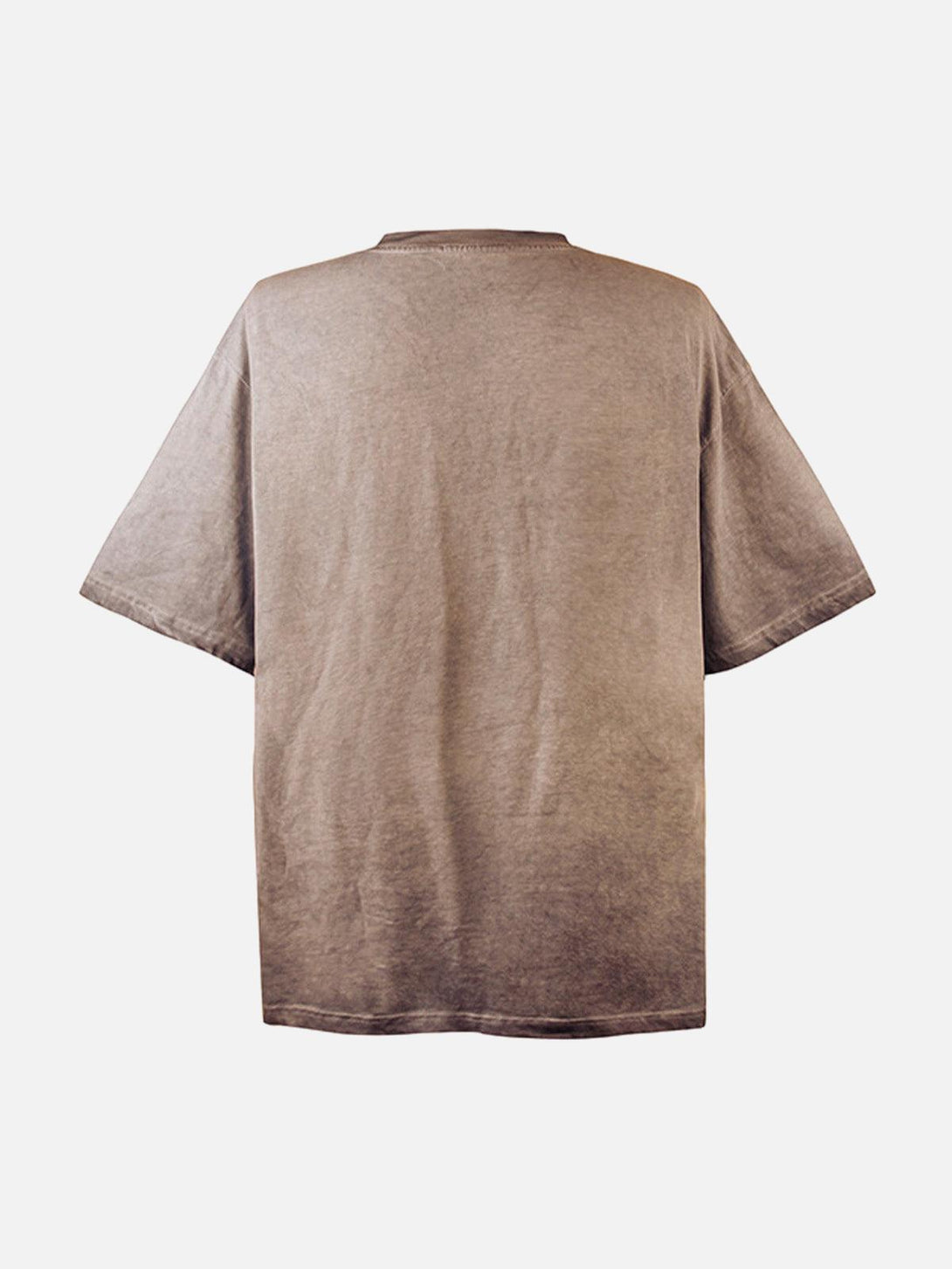 Back view of a TALISHKO crew neck T-shirt in a neutral tone, ideal for casual wear.