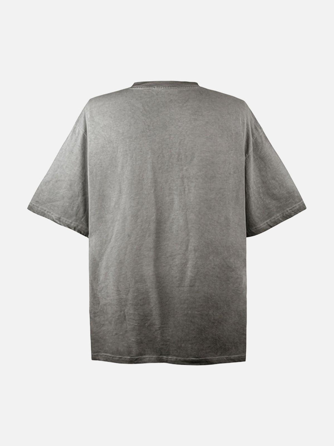 Back view of a gray crew neck T-shirt by TALISHKO, perfect for casual summer outfits.