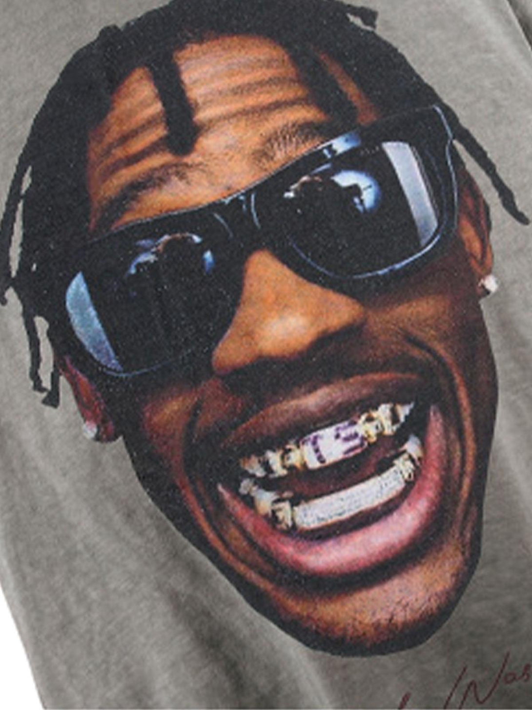 TALISHKO crew neck T-shirt showcasing a striking portrait print, ideal for warm-weather wear.