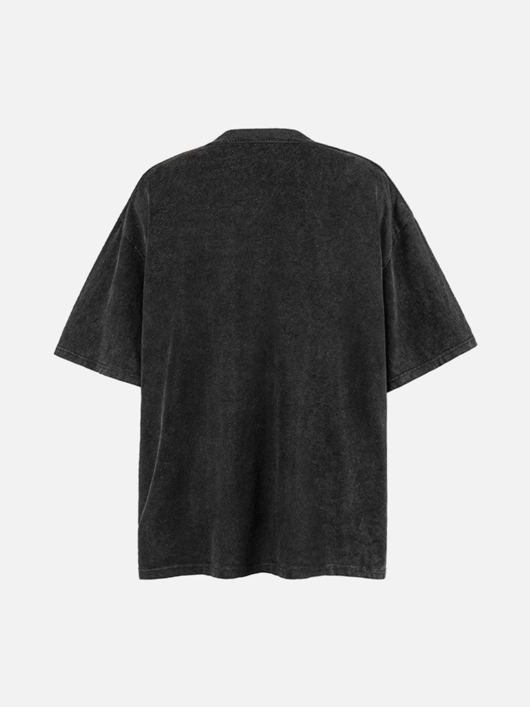 Back view of TALISHKO crew neck T-shirt in dark shade, ideal for relaxed summer looks.