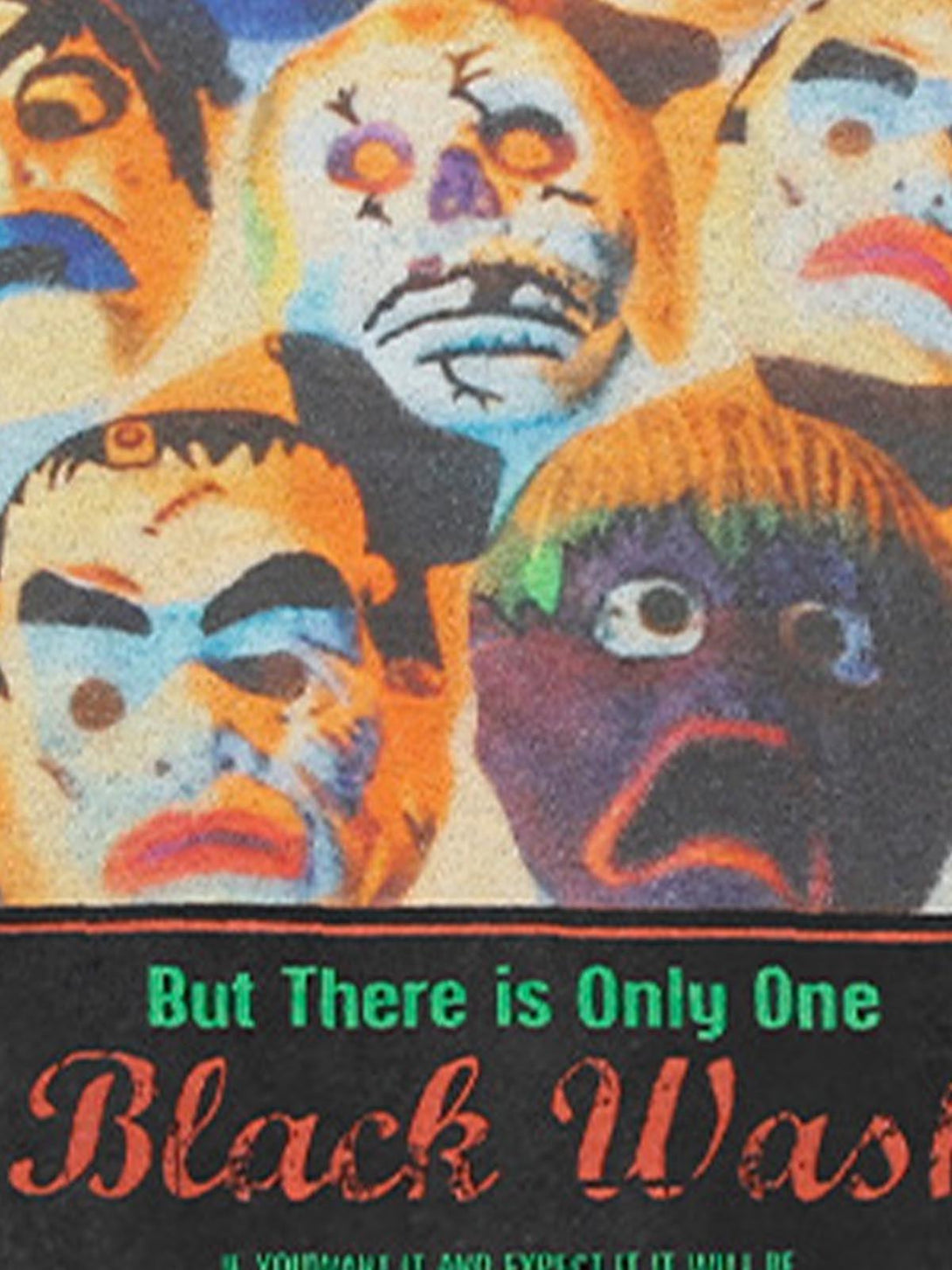 Vibrant graffiti portrait design on TALISHKO crew neck T-shirt adds a bold artistic flair.