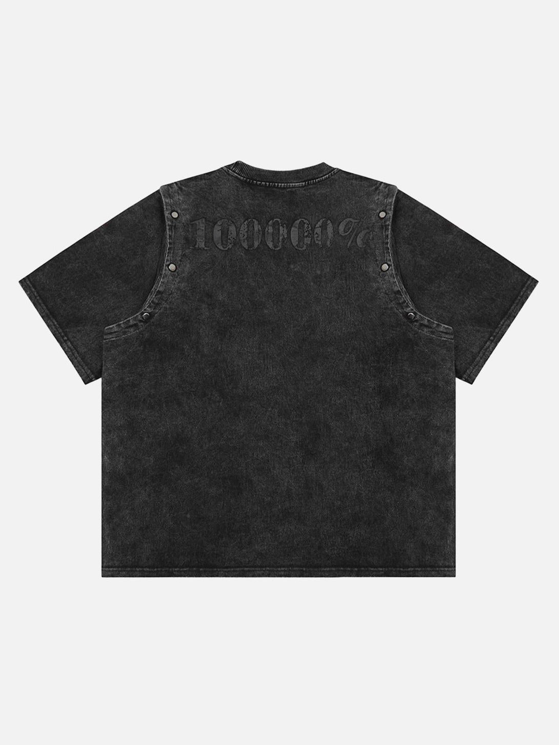Back view of a black punk-inspired T-shirt by TALISHKO, featuring bold lettering detail.