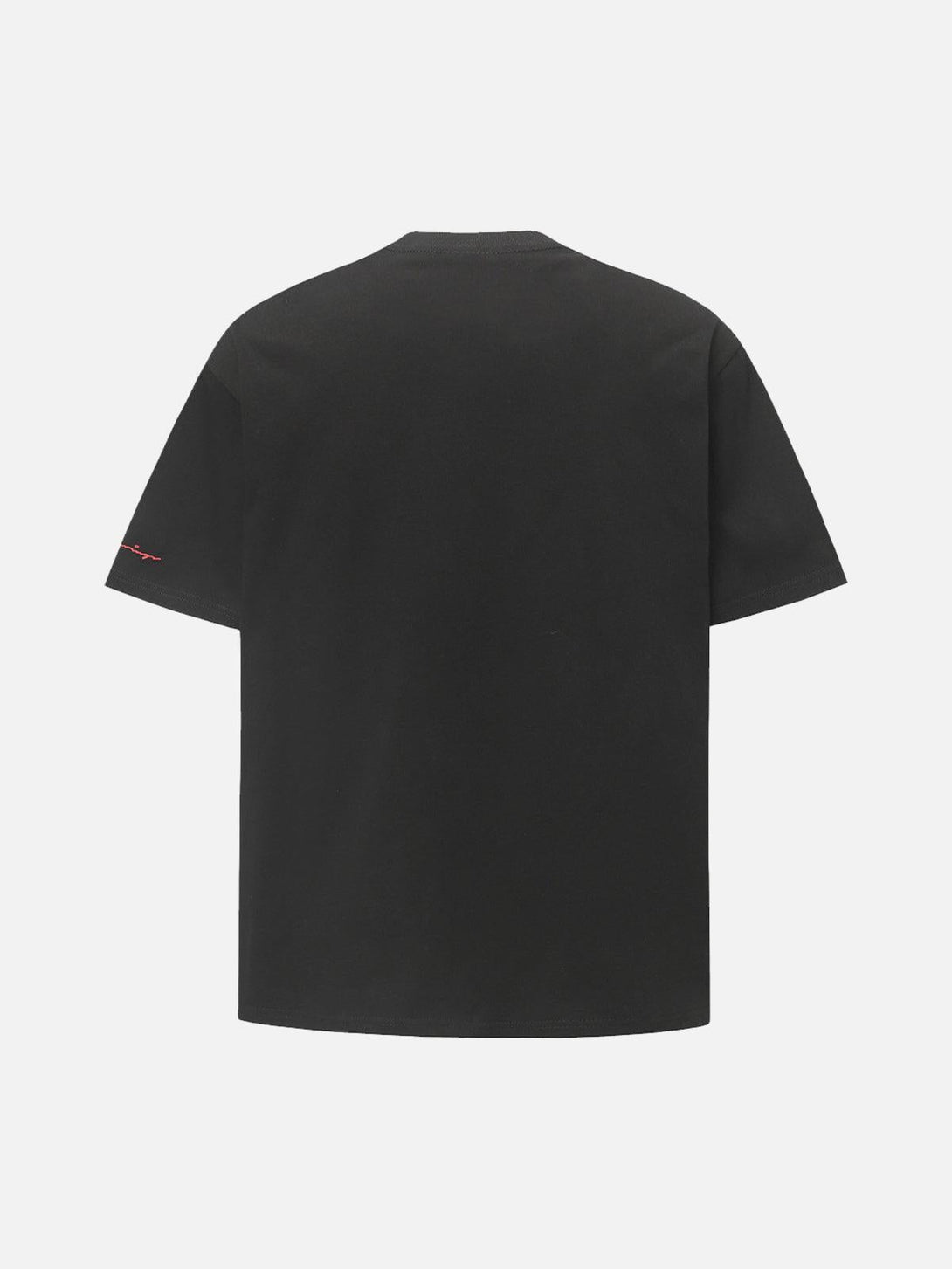 Back view of TALISHKO's black T-shirt, showcasing minimalist design and casual fit.