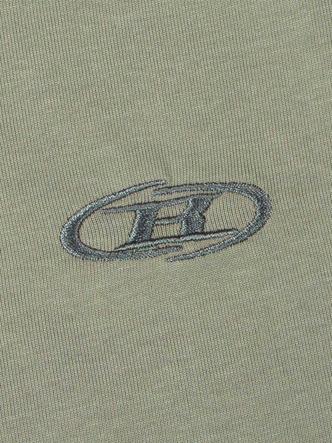 Intricate look at TALISHKO's logo embroidery on a quick-dry T-shirt, highlighting texture.