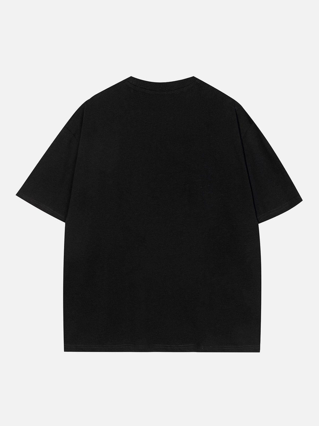 Back view of a black tee by TALISHKO, highlighting sleek design and casual summer style.
